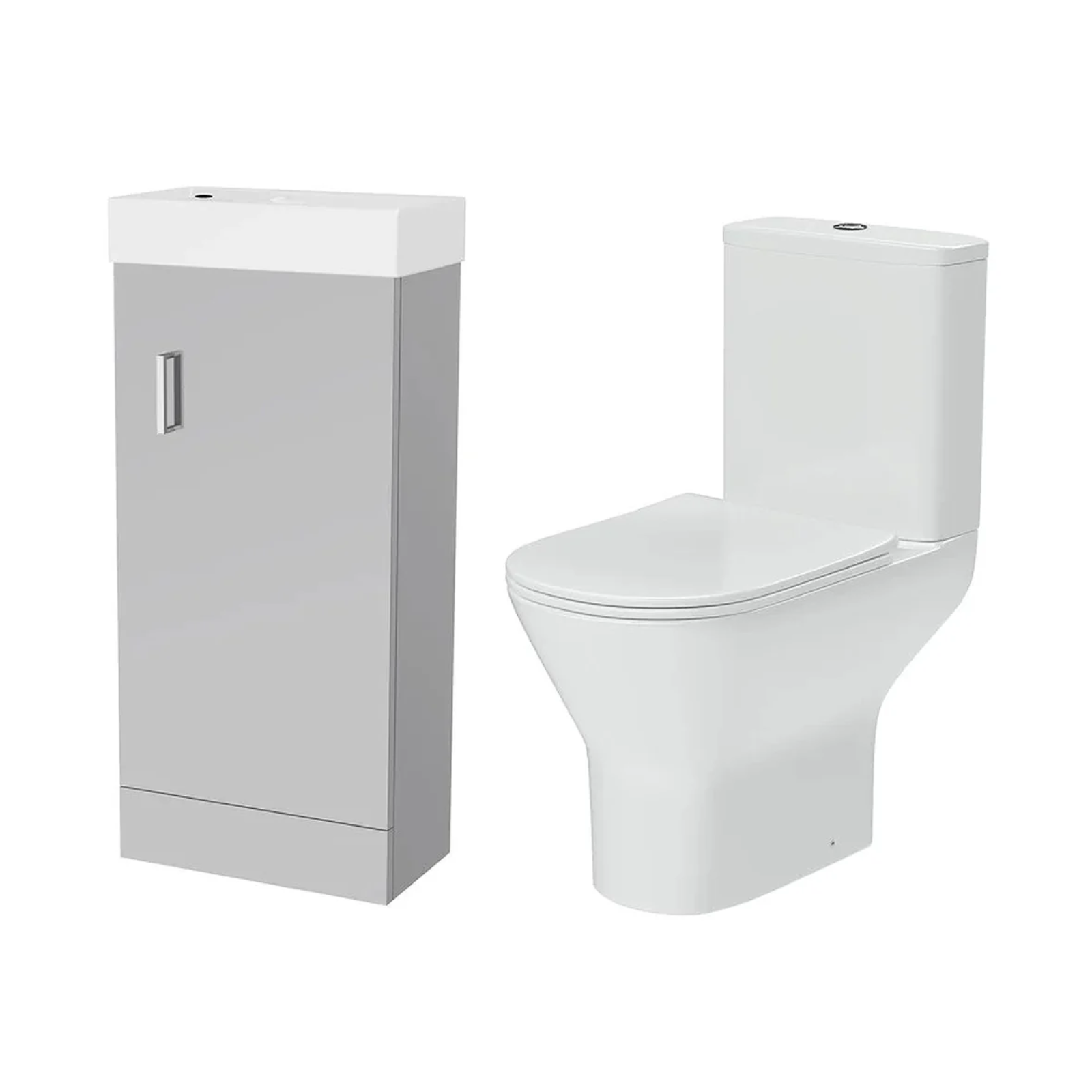 Nanuya Cloakroom 400mm Matte Grey Freestanding Vanity Basin Unit & Close Coupled Toilet with Soft Close Seat