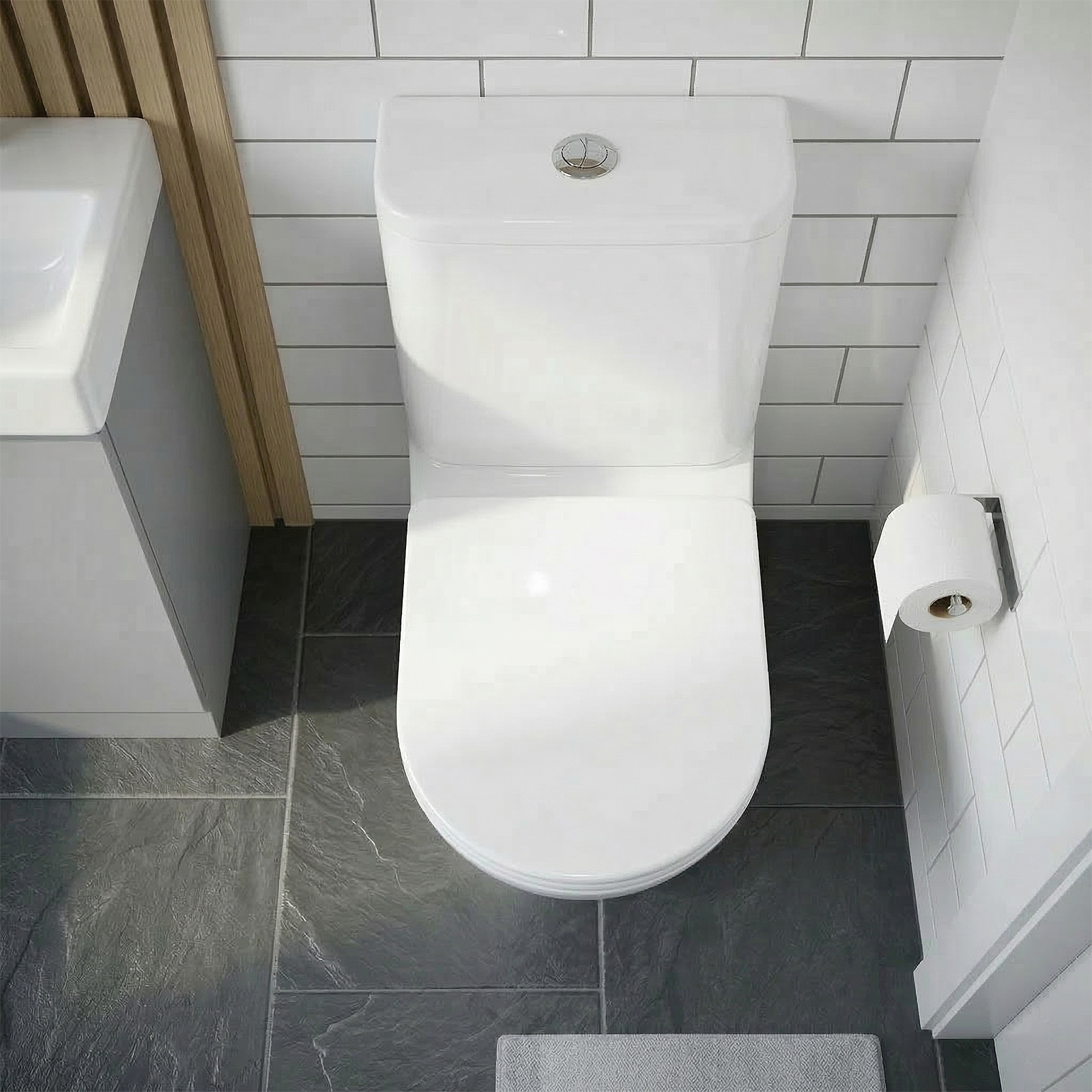 Nanuya Cloakroom 450mm Matte Grey Freestanding Vanity Basin Unit & Close Coupled Toilet with Soft Close Seat