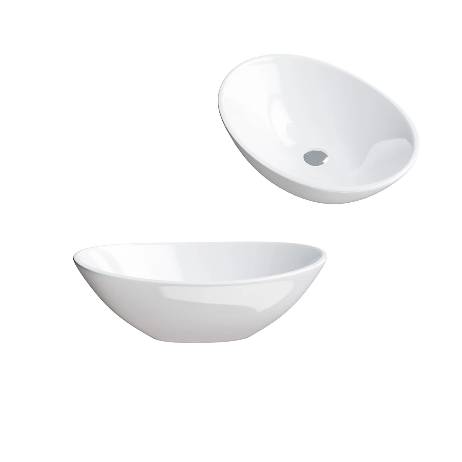 Merton 800mm Gloss White Freestanding Vanity Unit with Worktop and 410mm White Oval Counter Top Basin