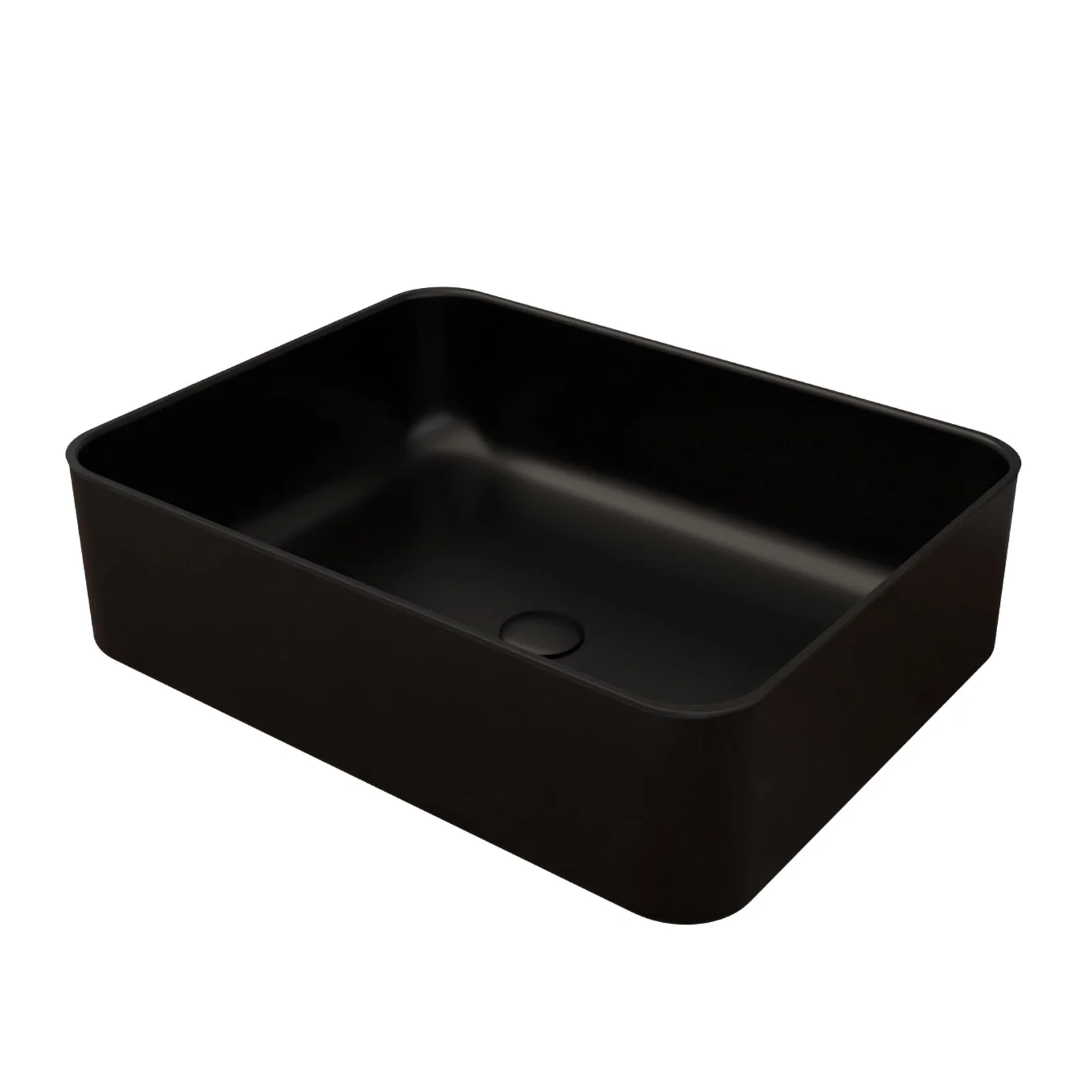 Merton 800mm Gloss White Freestanding Vanity Unit with Worktop and 490mm Rectangle Matte Black Countertop Basin