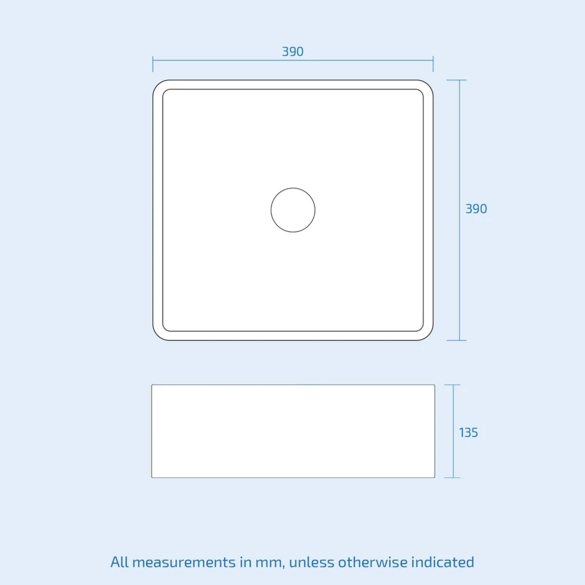 Merton Grey 800mm Wall Hung Countertop Vanity with 390mm Square Basin