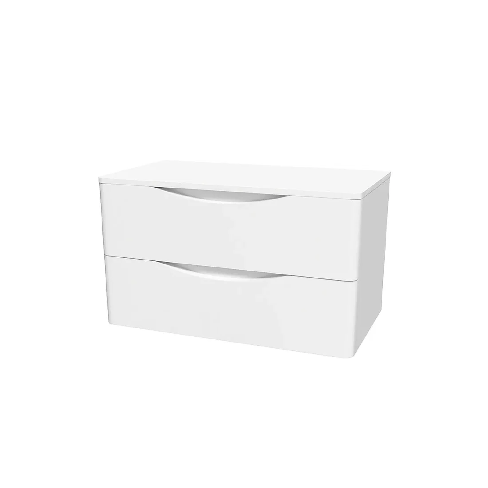 Merton 800mm White Wall Hung Vanity with Worktop and 485mm White Rectangle Countertop Basin