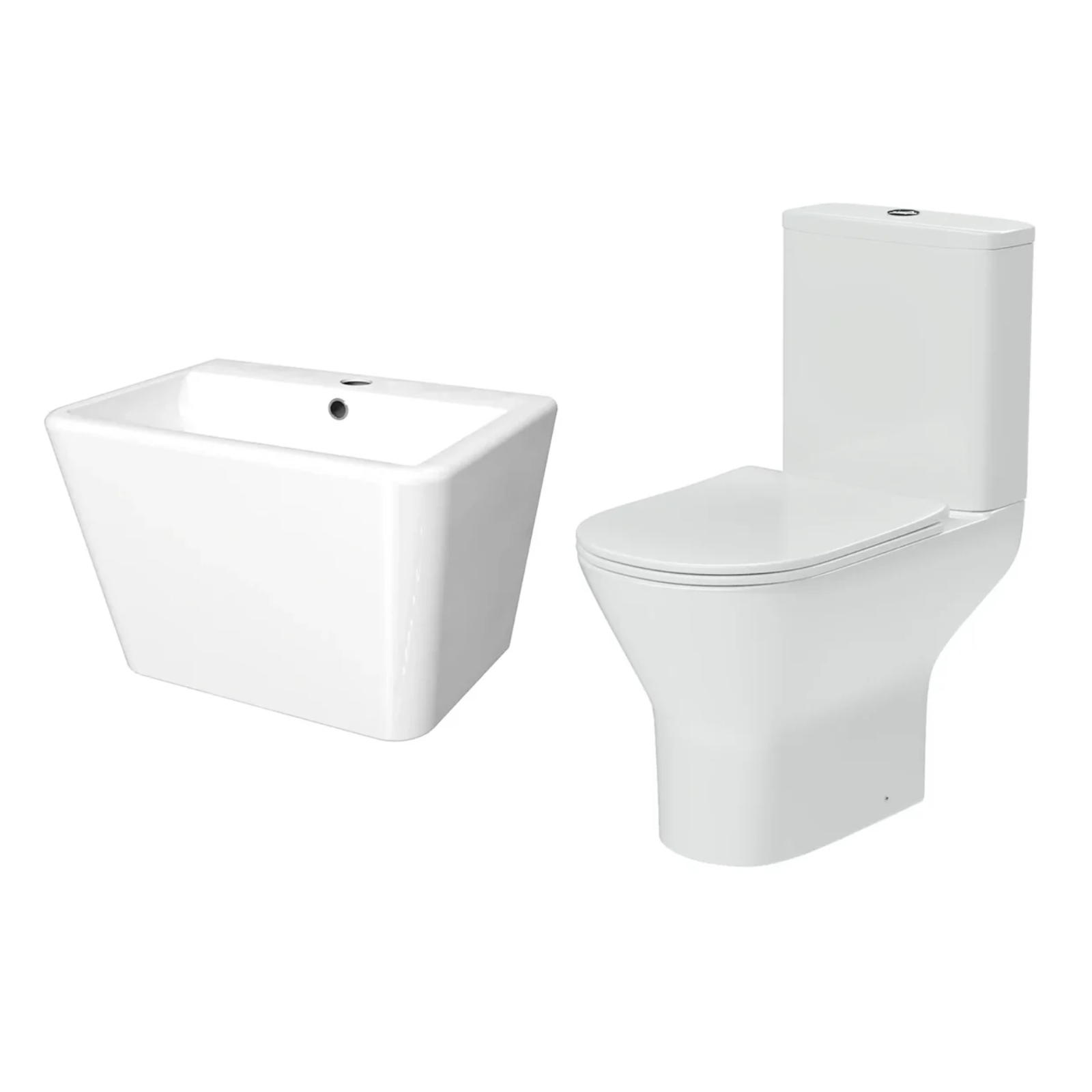 Alexa Cloakroom Close Coupled Toilet & 565mm Modern Wall Hung Rectangular Basin