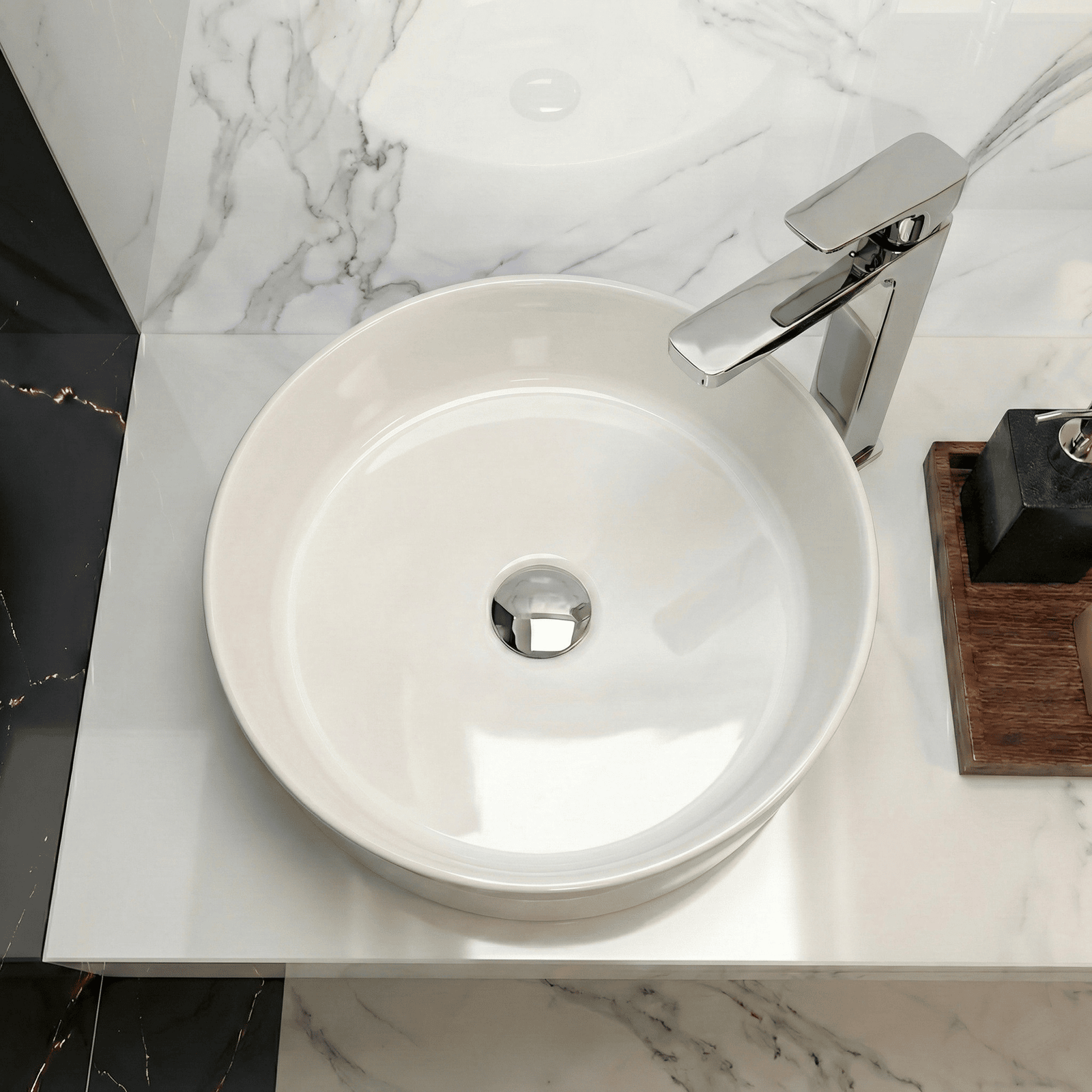 Etive 410mm Cloakroom Round Countertop Basin + Oakham Rimless Close Coupled Toilet Set