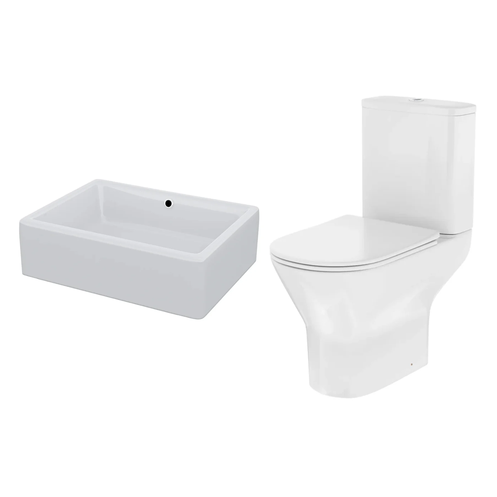 Alexa Cloakroom Rimless Close Coupled Toilet & 510x360mm Rectangular Countertop Basin
