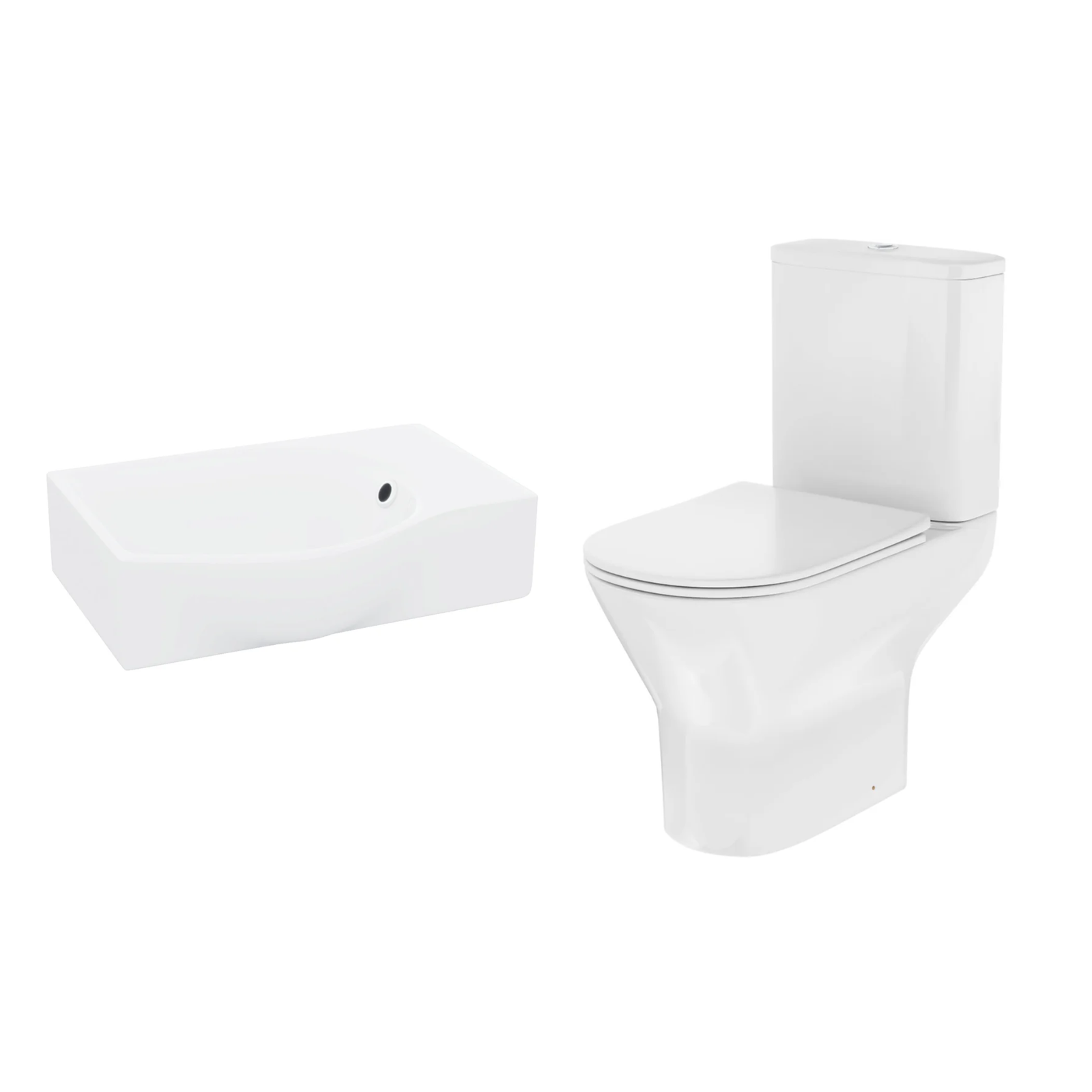 Alexa Cloakroom Rimless Close Coupled Toilet & 400mm Wall Hung Right Hand Rectangular Basin