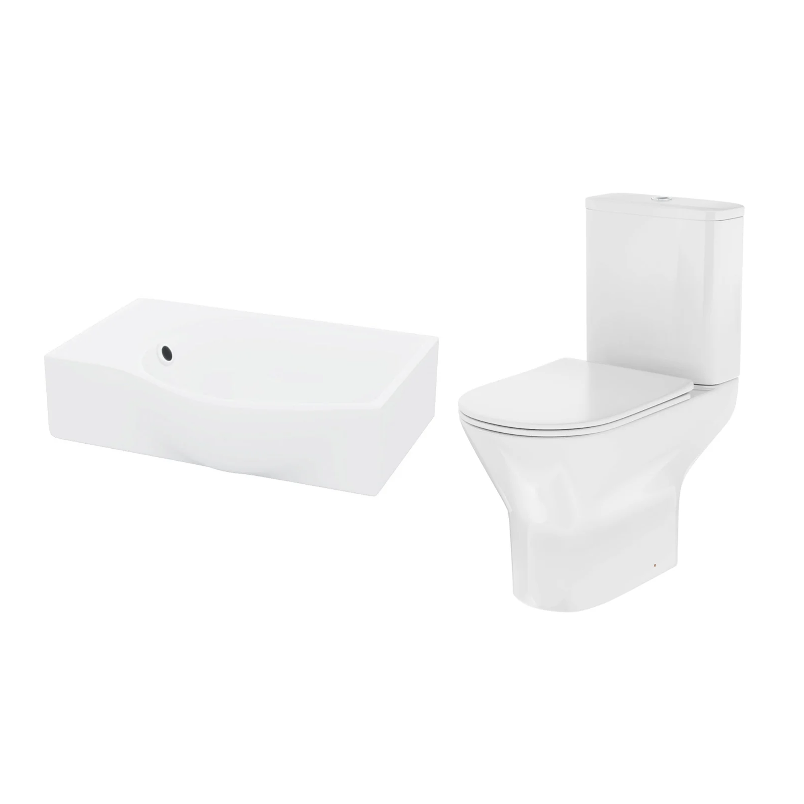 Alexa Cloakroom Rimless Close Coupled Toilet & 400mm Wall Hung Left Hand Rectangular Basin