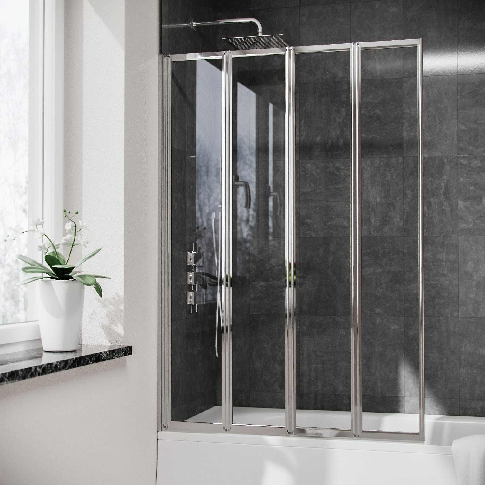 Parga 4 Fold Glass Panel Door Bath Shower Screen