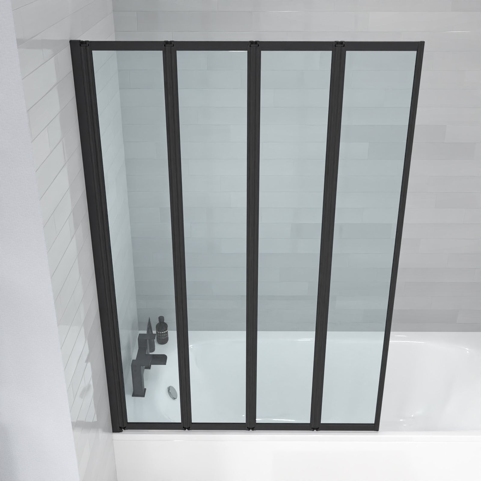 Parga 1000 x 1400 mm 4 Fold Door Bath Shower Screen Black Frame