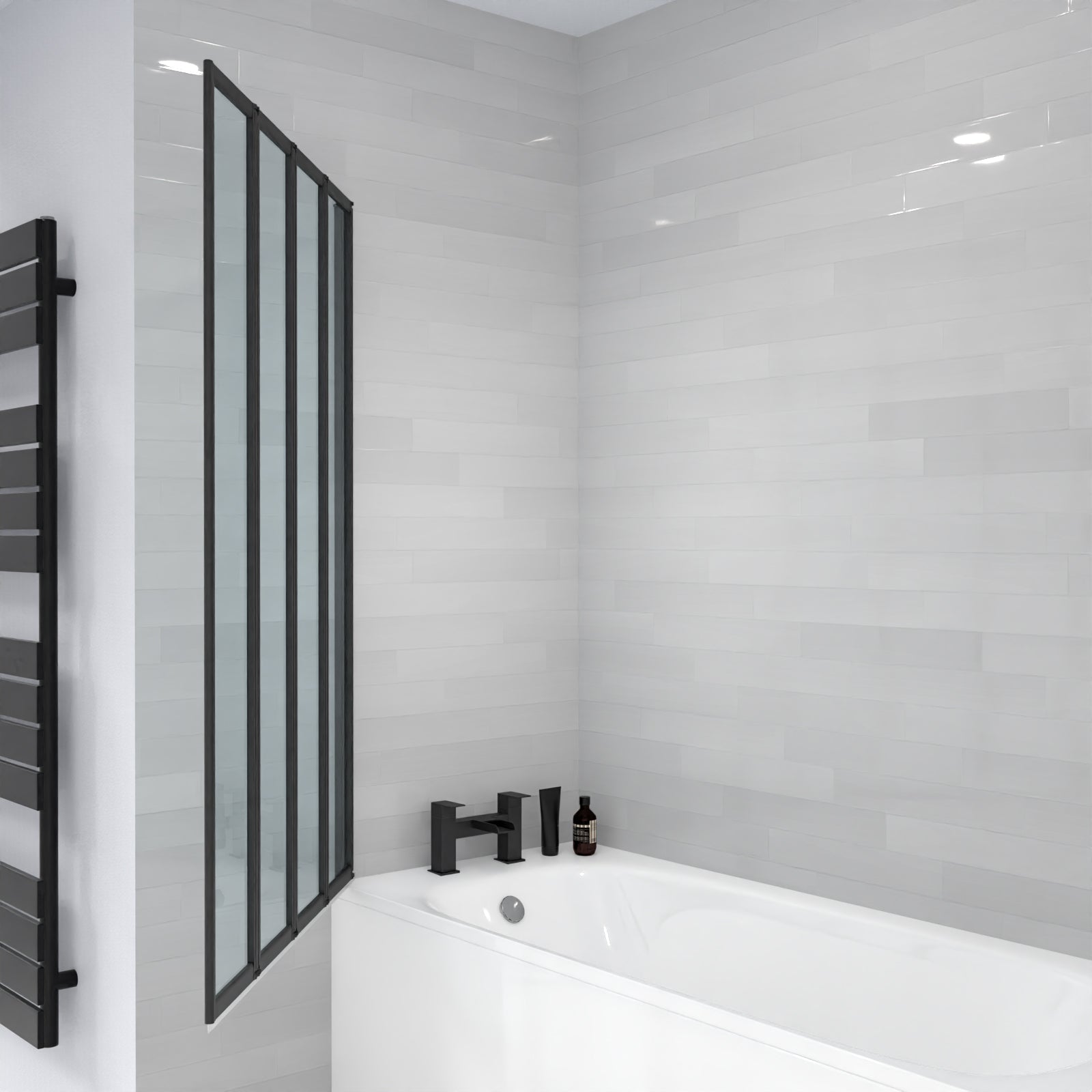 Parga 1000 x 1400 mm 4 Fold Door Bath Shower Screen Black Frame