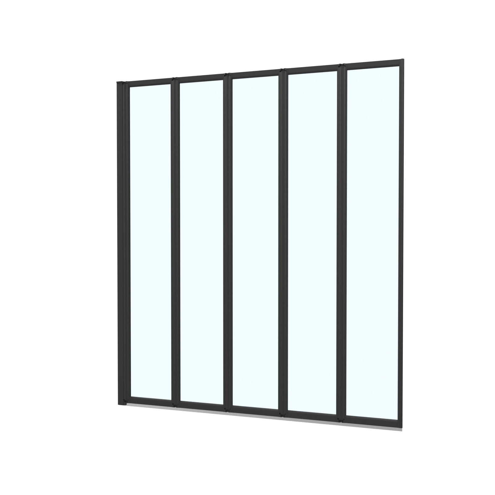 Parga 1200 x 1400 mm 5 Fold Door Bath Shower Screen Black Frame