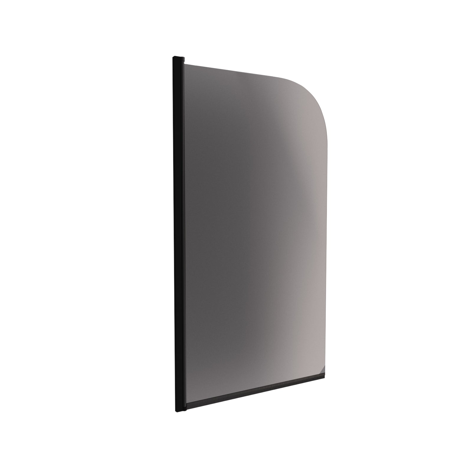 Denver 800mm Curved Bath Screen Matt Black Profile Grey Tinted Glass Reversible