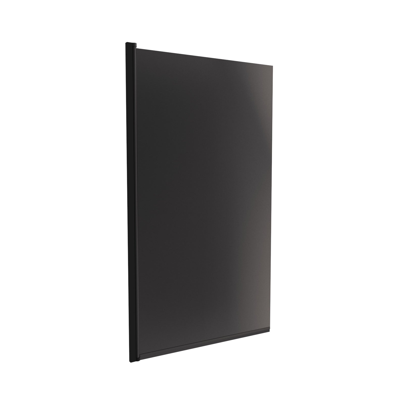 800mm Square Bath Screen Black Profile Tinted Black Glass Reversible