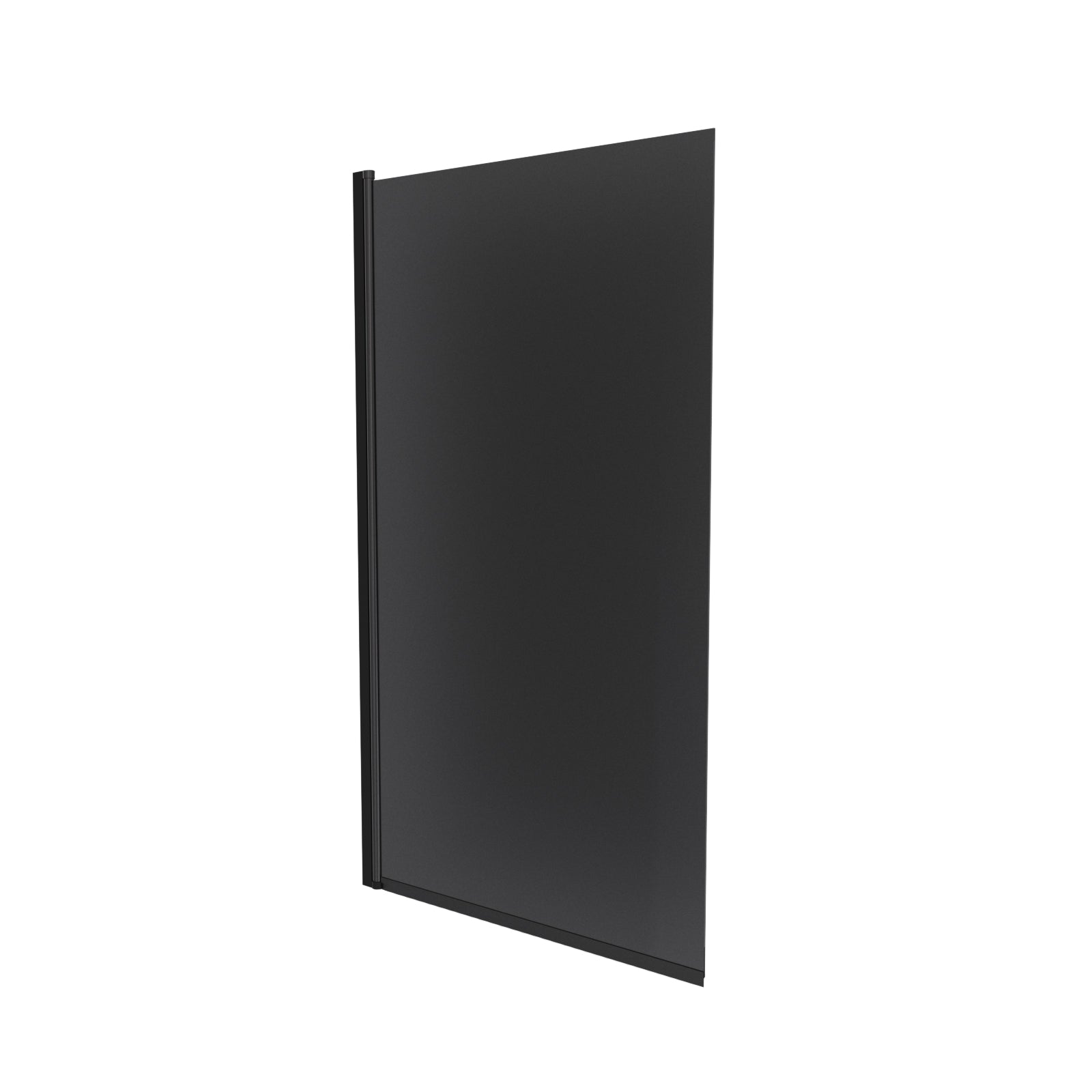 800mm Square Bath Screen Black Profile Tinted Black Glass Reversible