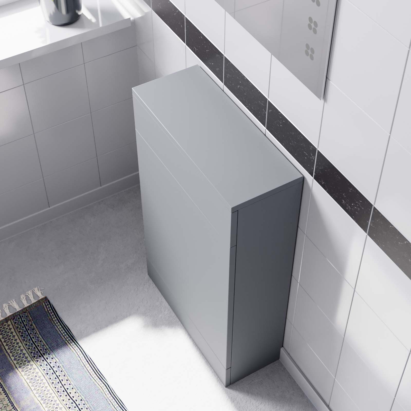 Nanuya Back To Wall Matte Grey 500mm Freestanding WC Unit Flat Pack