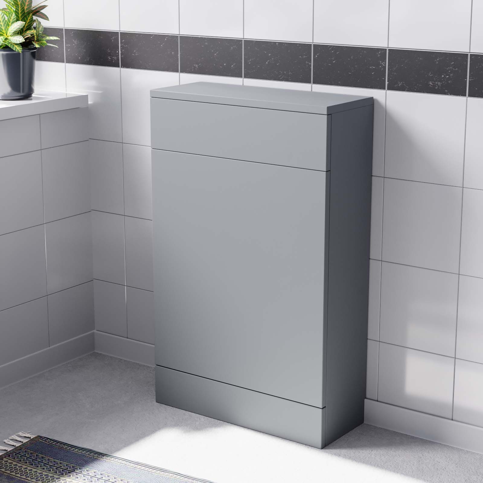 Nanuya Back To Wall Matte Grey 500mm Freestanding WC Unit Flat Pack