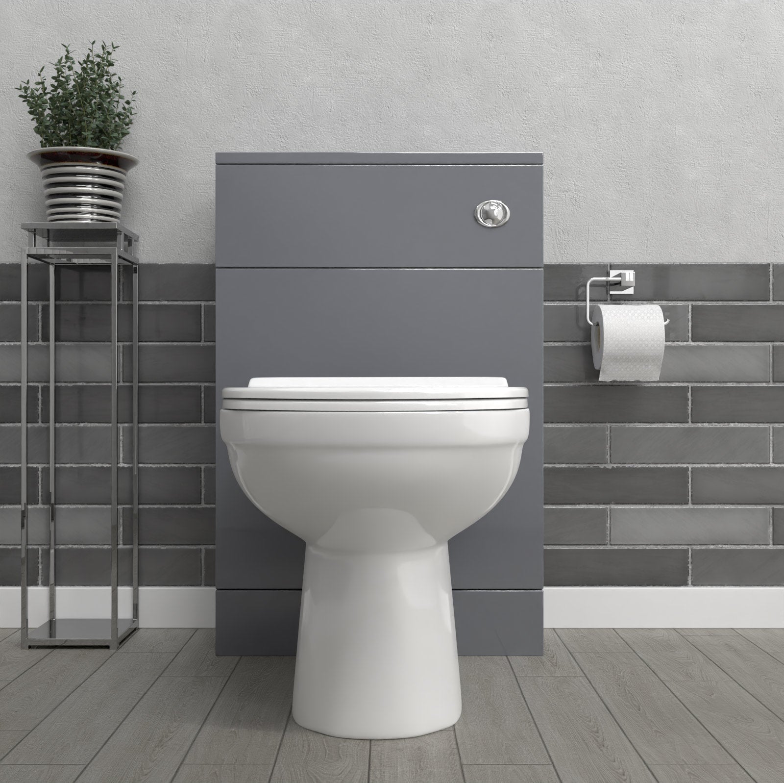 Howard Modern 500mm Back To Wall Toilet with WC Bathroom Steel Grey