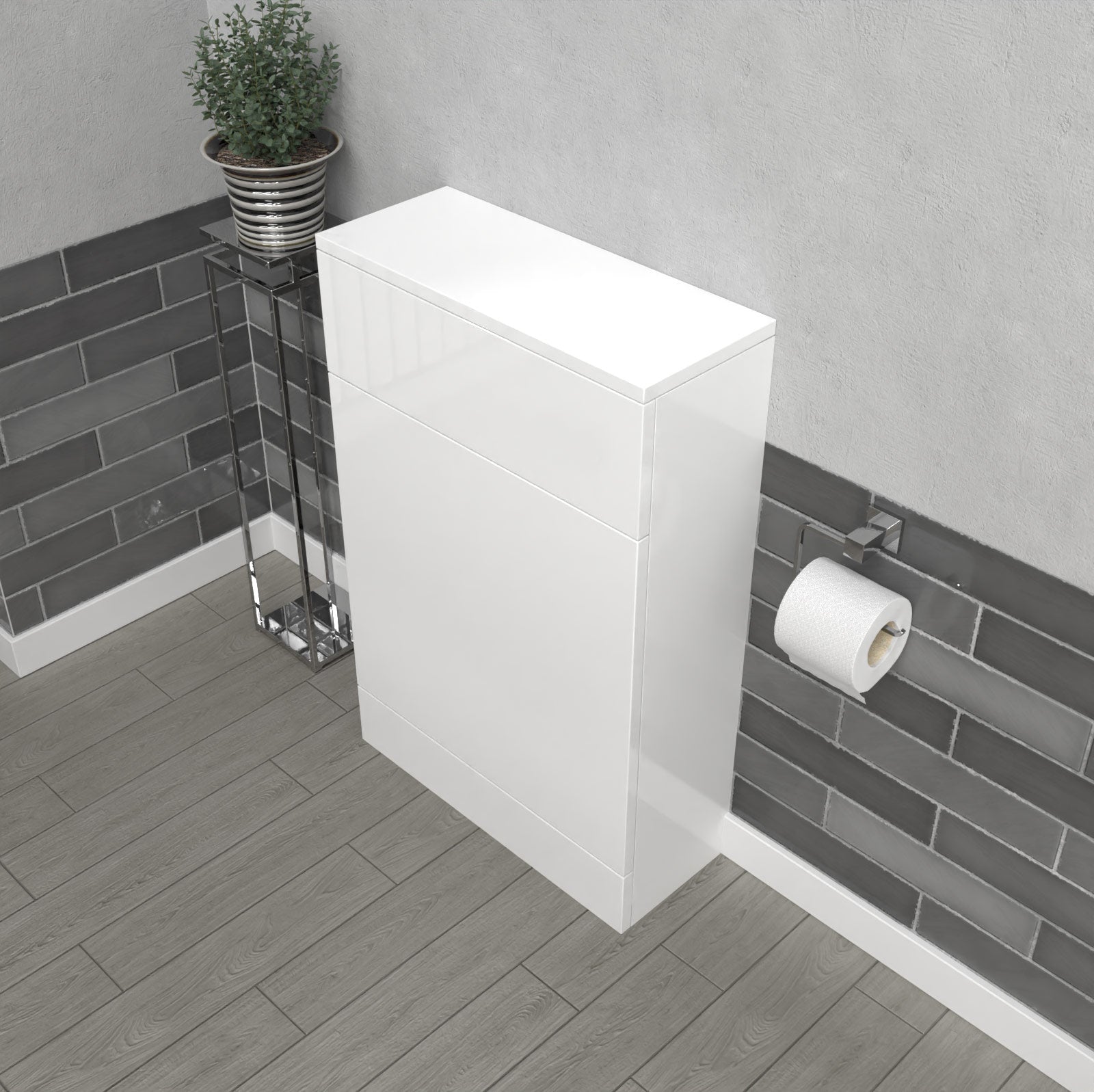 Nanuya Back To Wall White Gloss Toilet Cistern Unit W500mm x D200mm Flat Pack