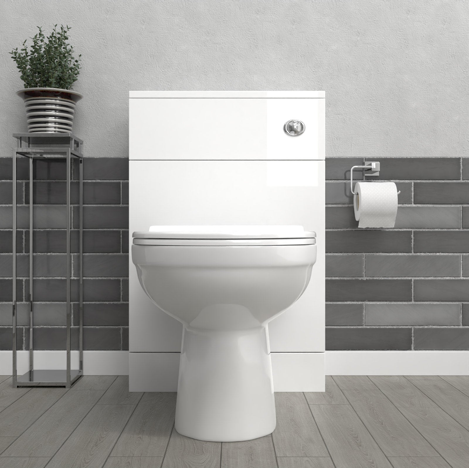 Howard Modern 500mm Back To Wall Toilet with Flat Pack WC Unit Gloss White