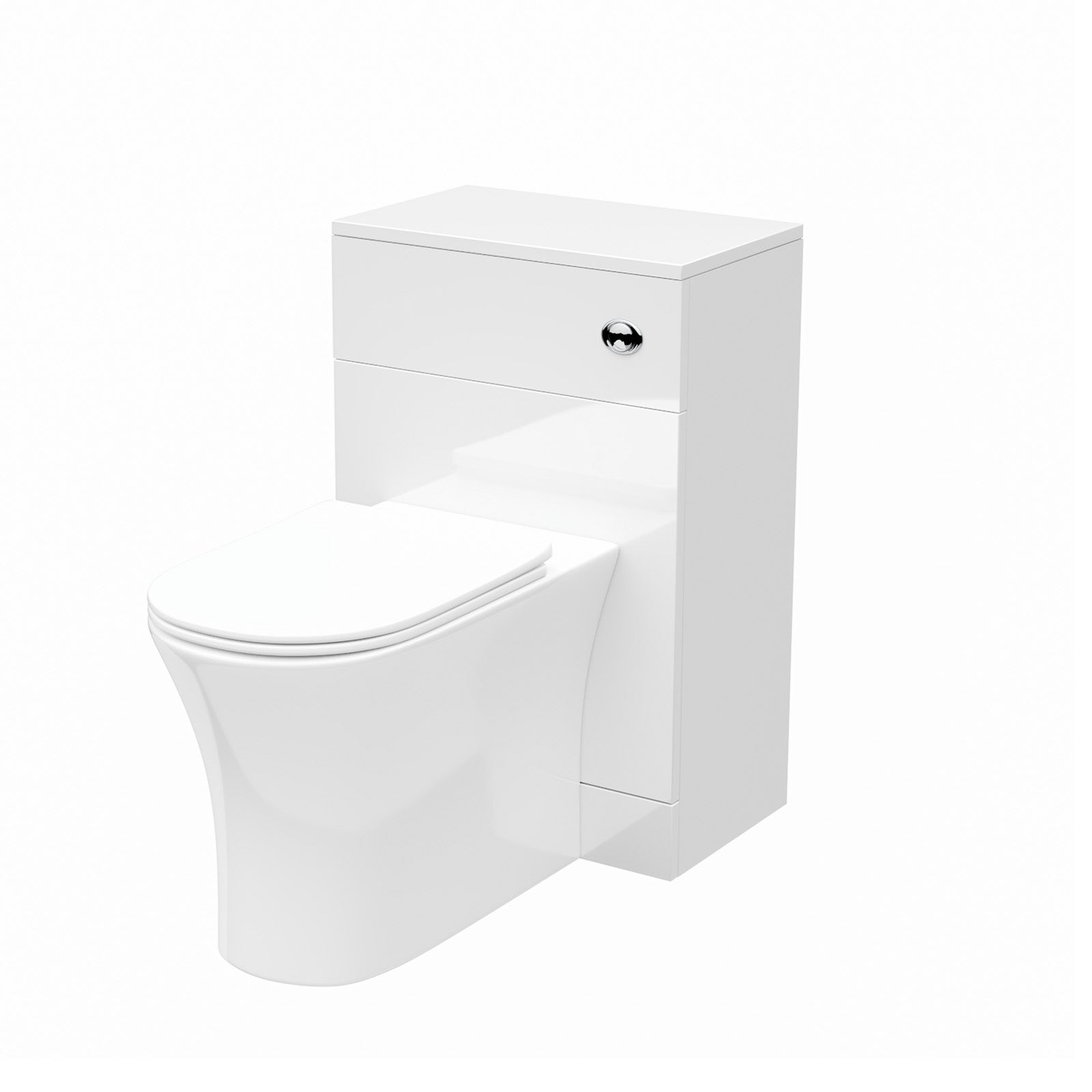 Ellen White 500mm WC Unit & Rimless Comfort Back To Wall Toilet