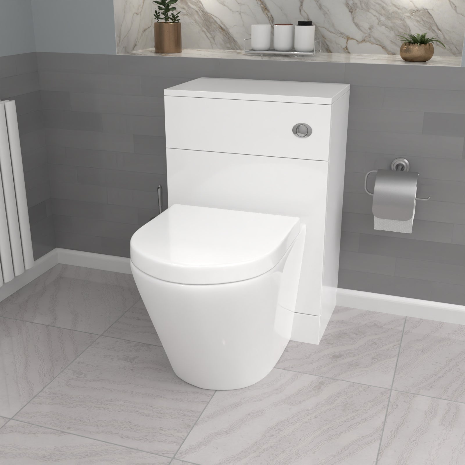 Ellen Ceramic Rimless Back To Wall Toilet 400x370mm with WC Unit