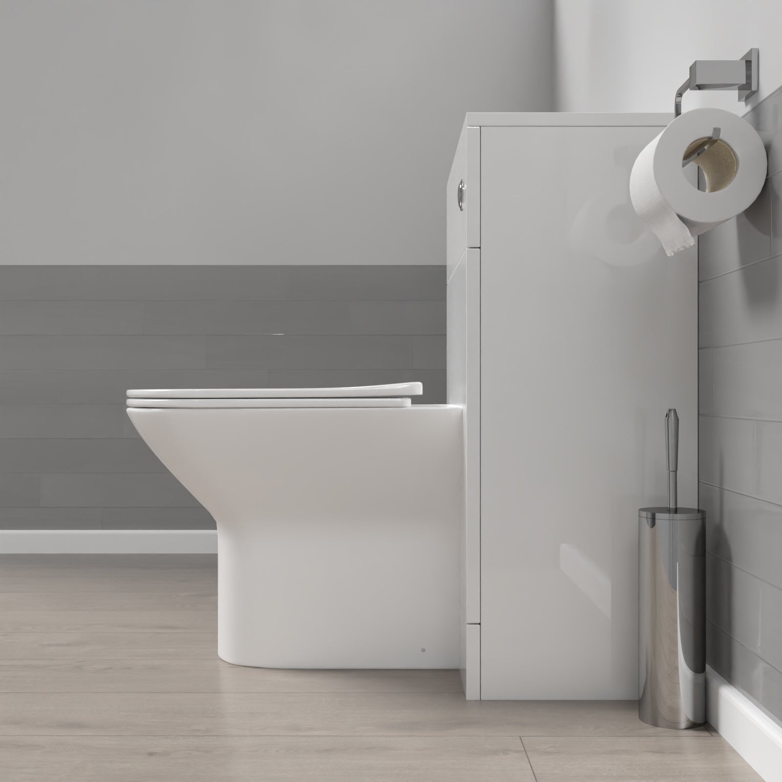 Matson 500mm WC Unit & Rimless Round Back To Wall Toilet With Cistern