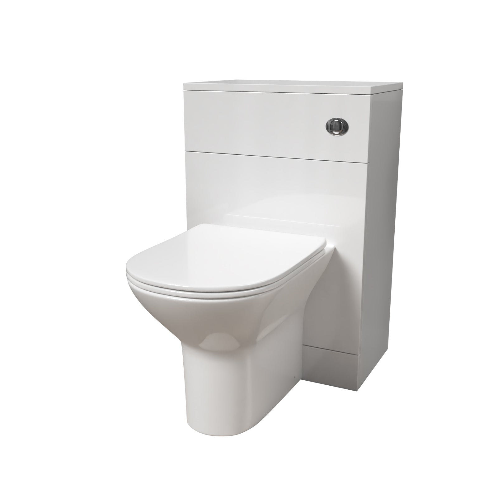 Matson 500mm WC Unit & Rimless Round Back To Wall Toilet With Cistern
