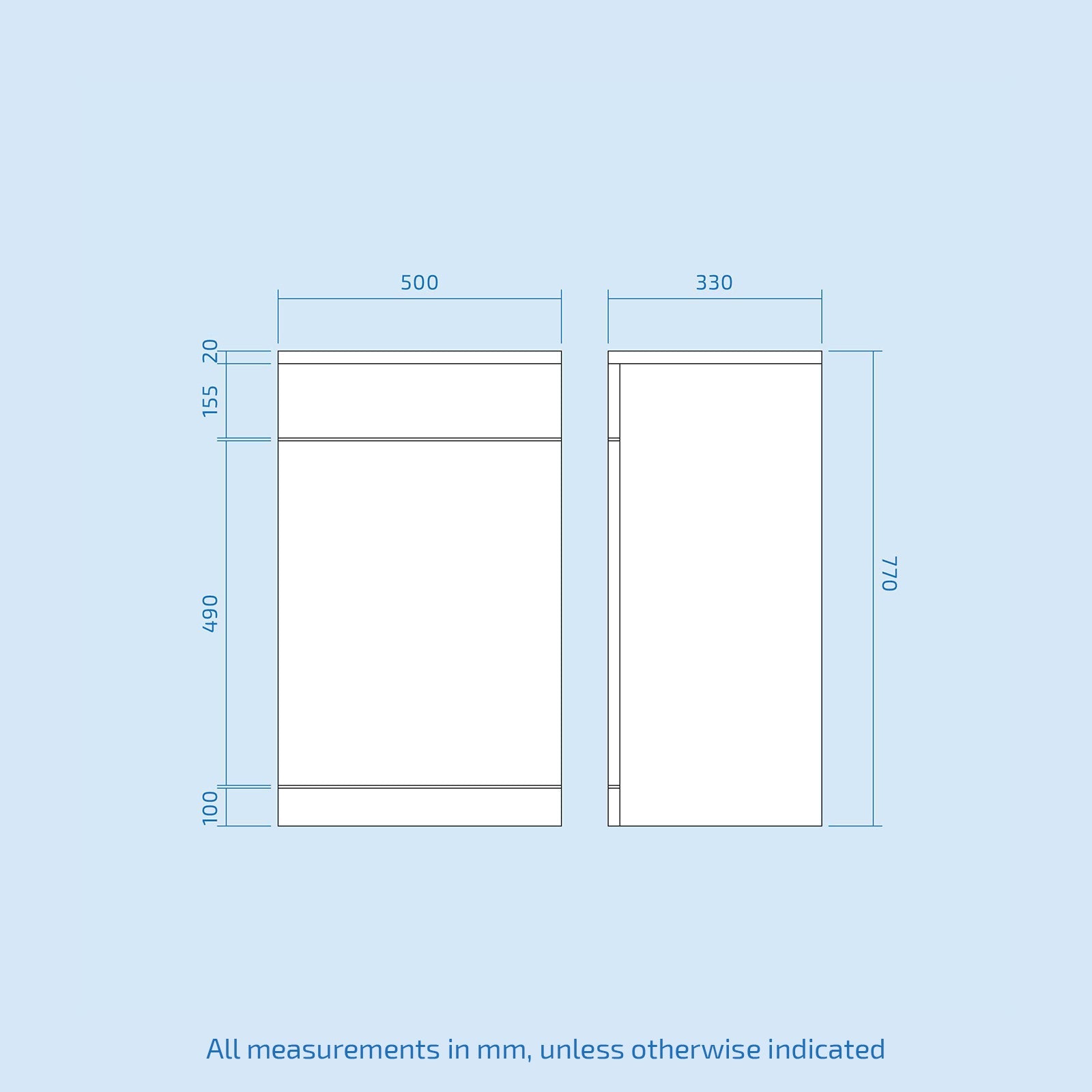 Vincent 500mm Floor Standing Gloss White WC Unit, BTW Toilet & Concealed Cistern
