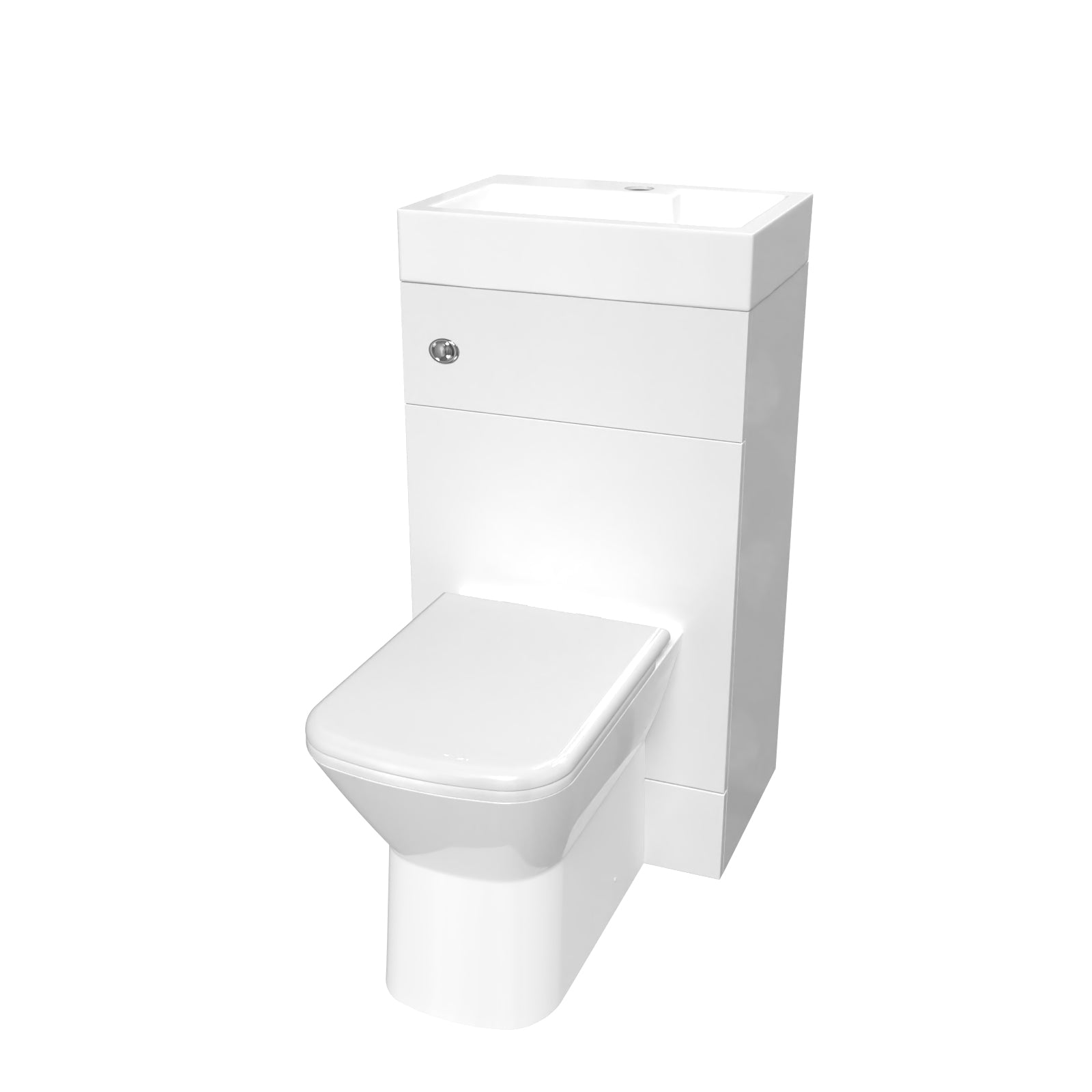 Bretford White 2 in 1 500mm Combined Wash Basin WC Unit & Toilet Rimless Space Save