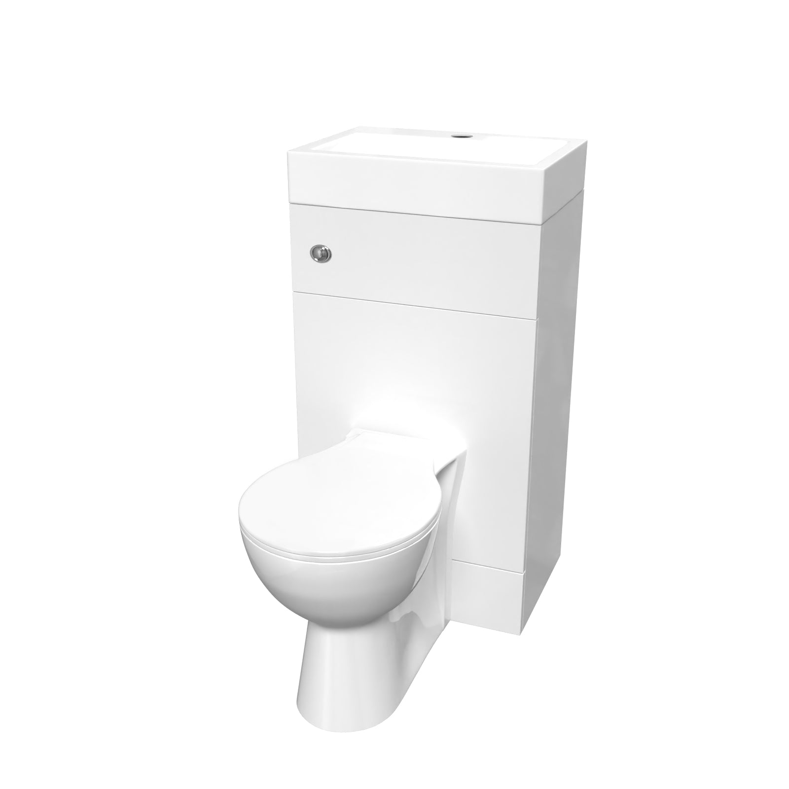 Bretford White 2 in 1 500mm Combined Wash Basin & Oval Rimless Toilet Space Save