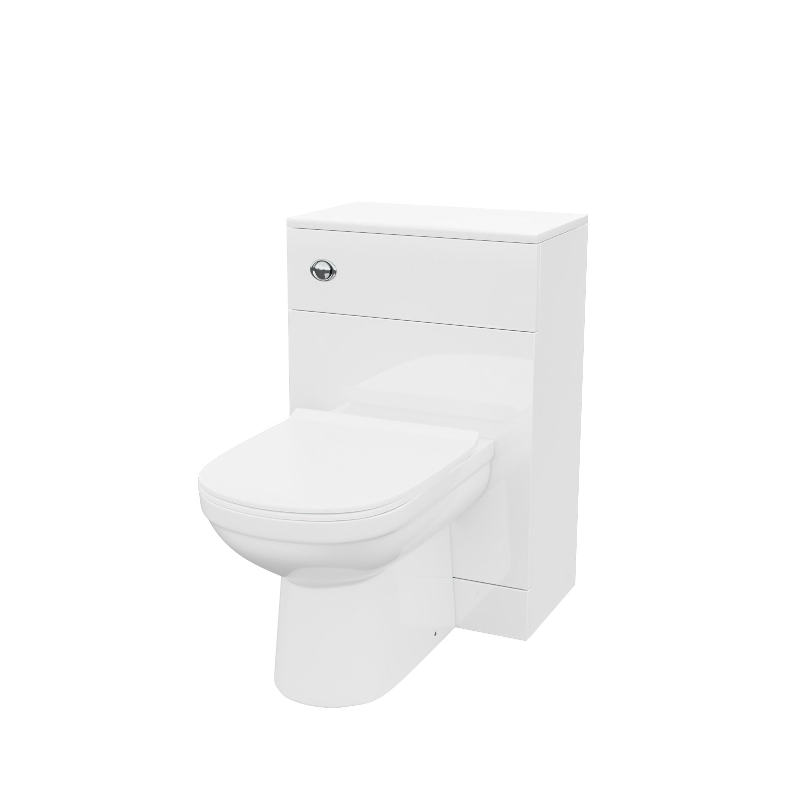 Vincent 500mm Floor Standing Gloss White WC Unit, BTW Toilet & Concealed Cistern