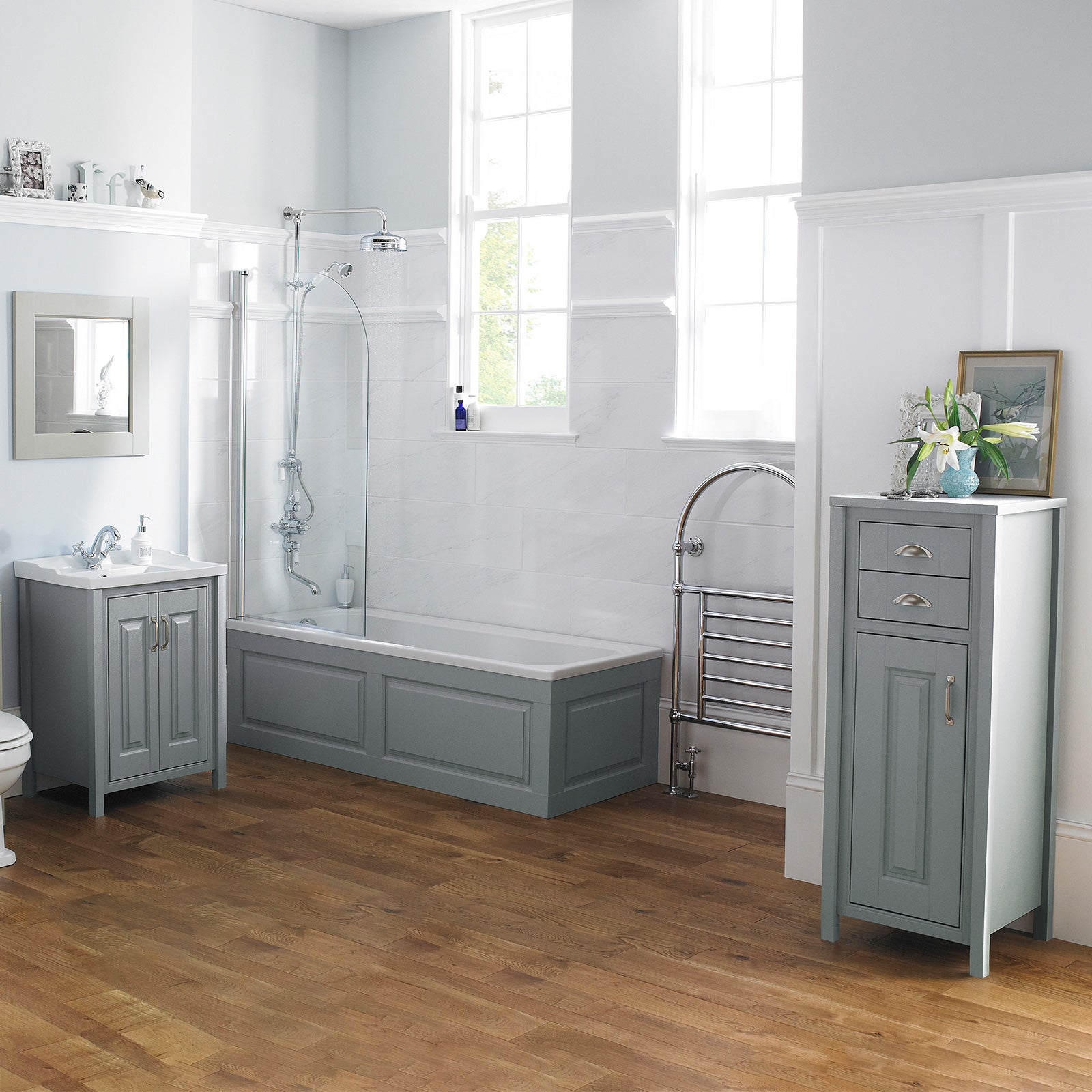 Chiltern Light Grey Traditional 800mm Bath End Panel + Plinth
