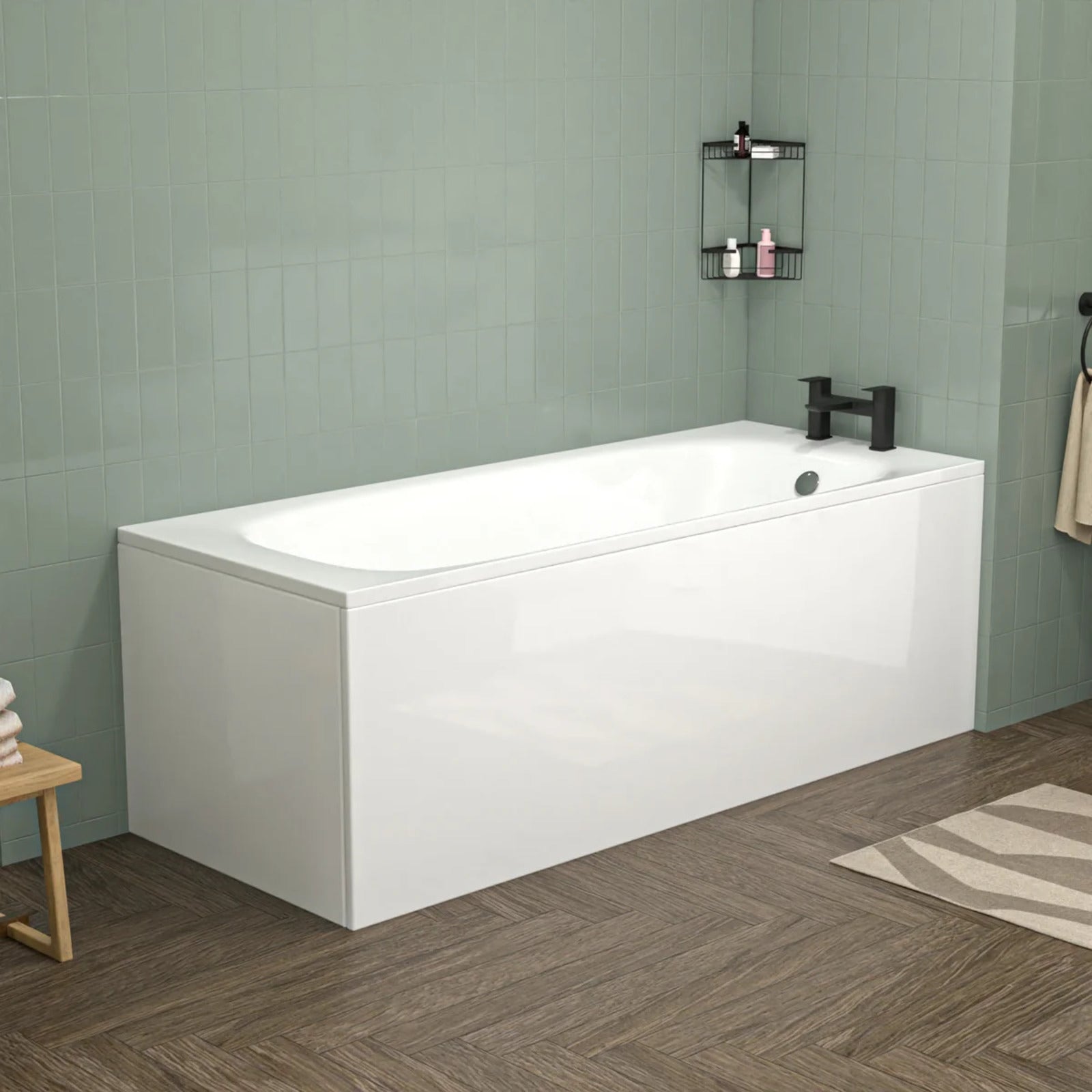 White 1050mm Freestanding Basin Vanity WC Unit 1700mm Bath Panel & BTW Toilet