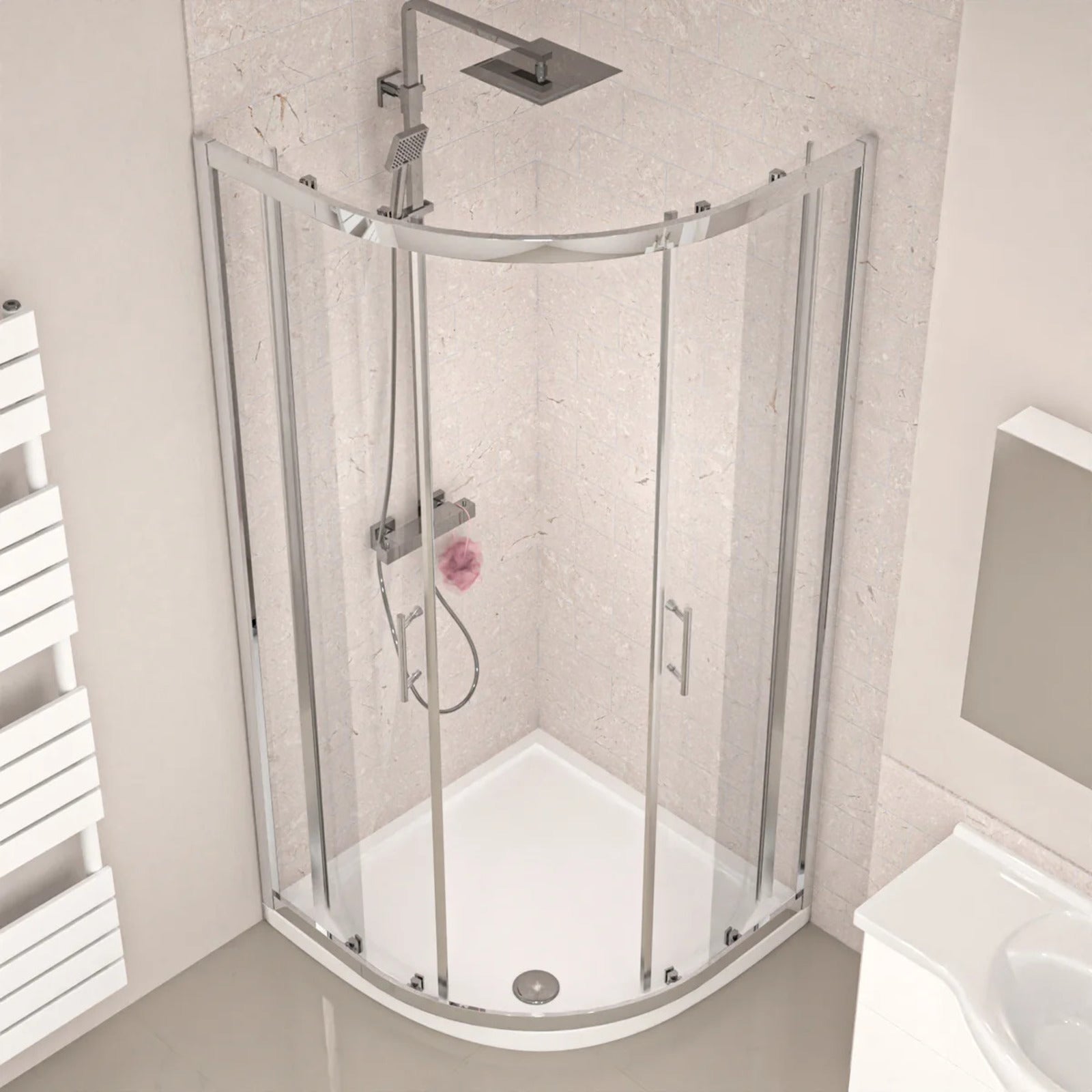 White 1050mm Freestanding Basin Vanity WC Unit Shower & BTW Toilet