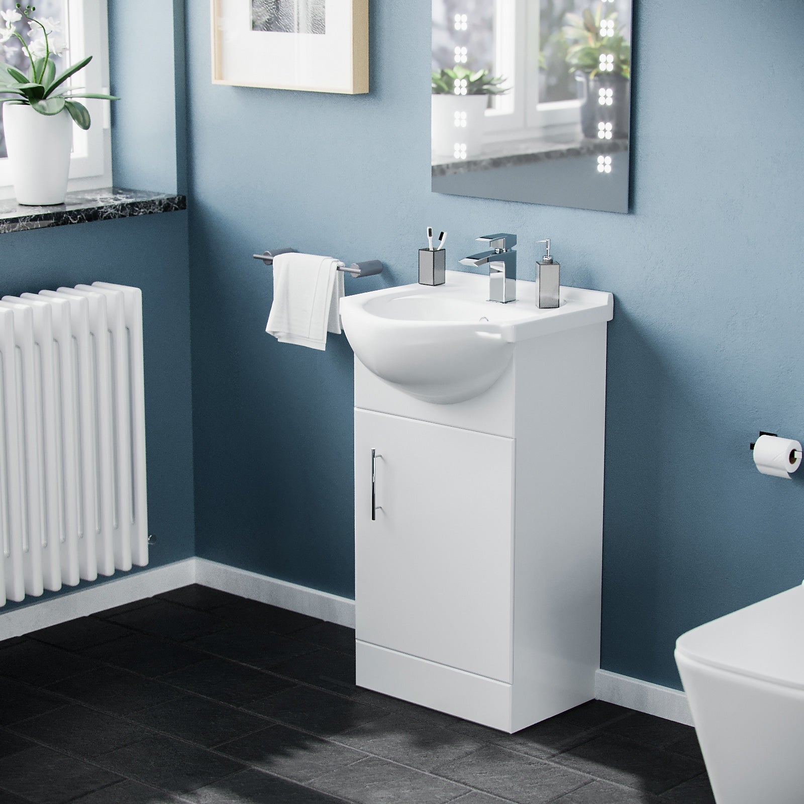Ellen 450mm Floorstanding Vanity Basin Unit White Gloss