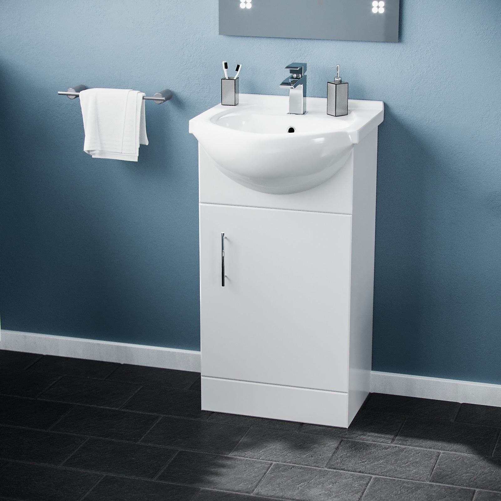 Ellen 450mm Floorstanding Vanity Basin Unit White Gloss