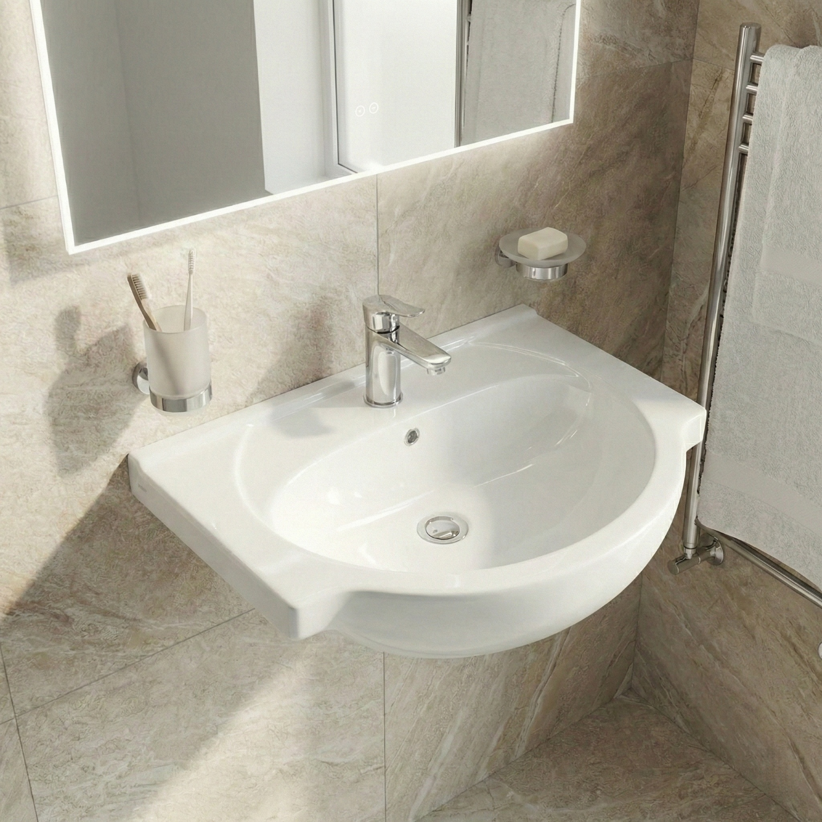 450mm Bathroom Wall Hung Basin Sink White