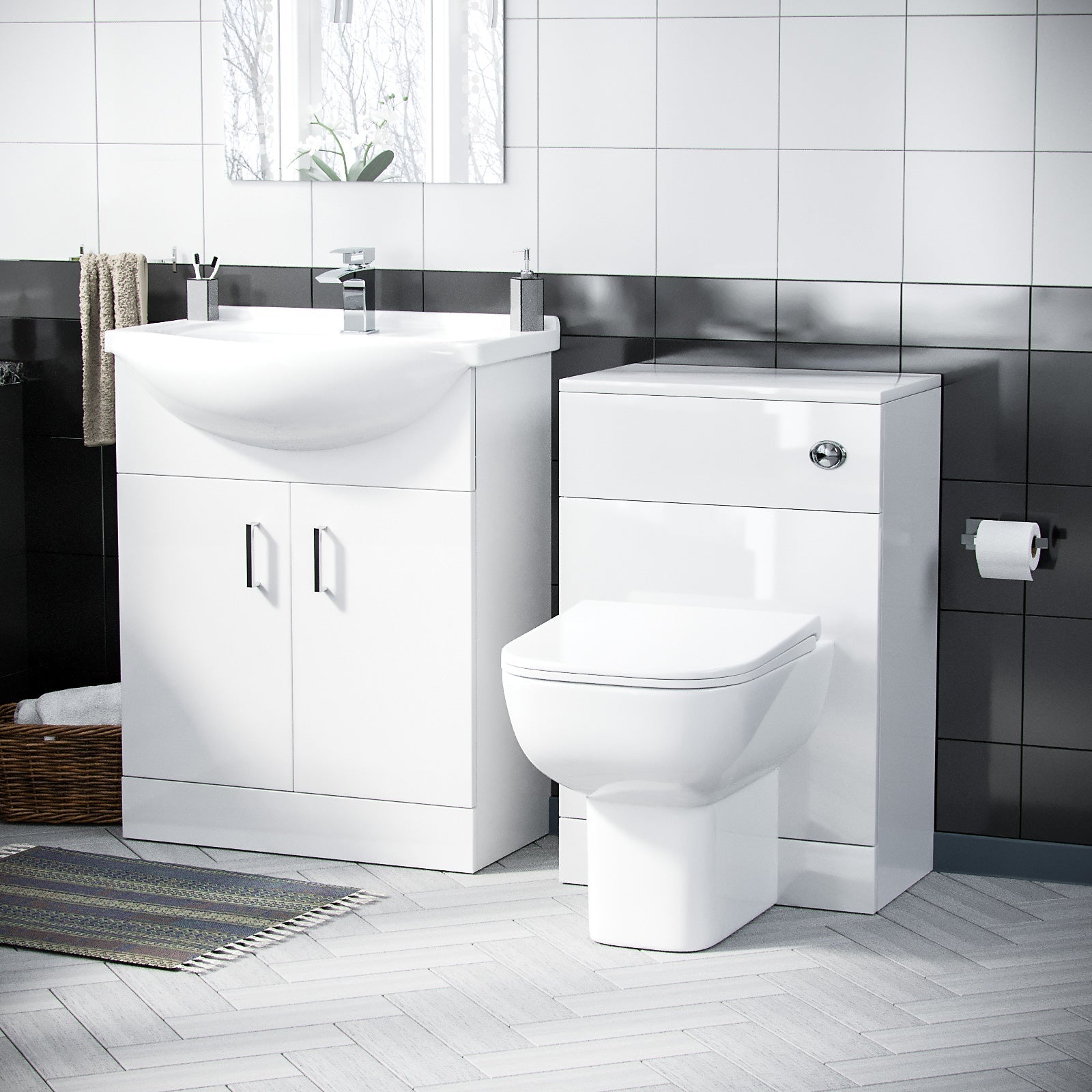 Ellen White Bathroom Back To Wall WC Unit W500mm X D300mm