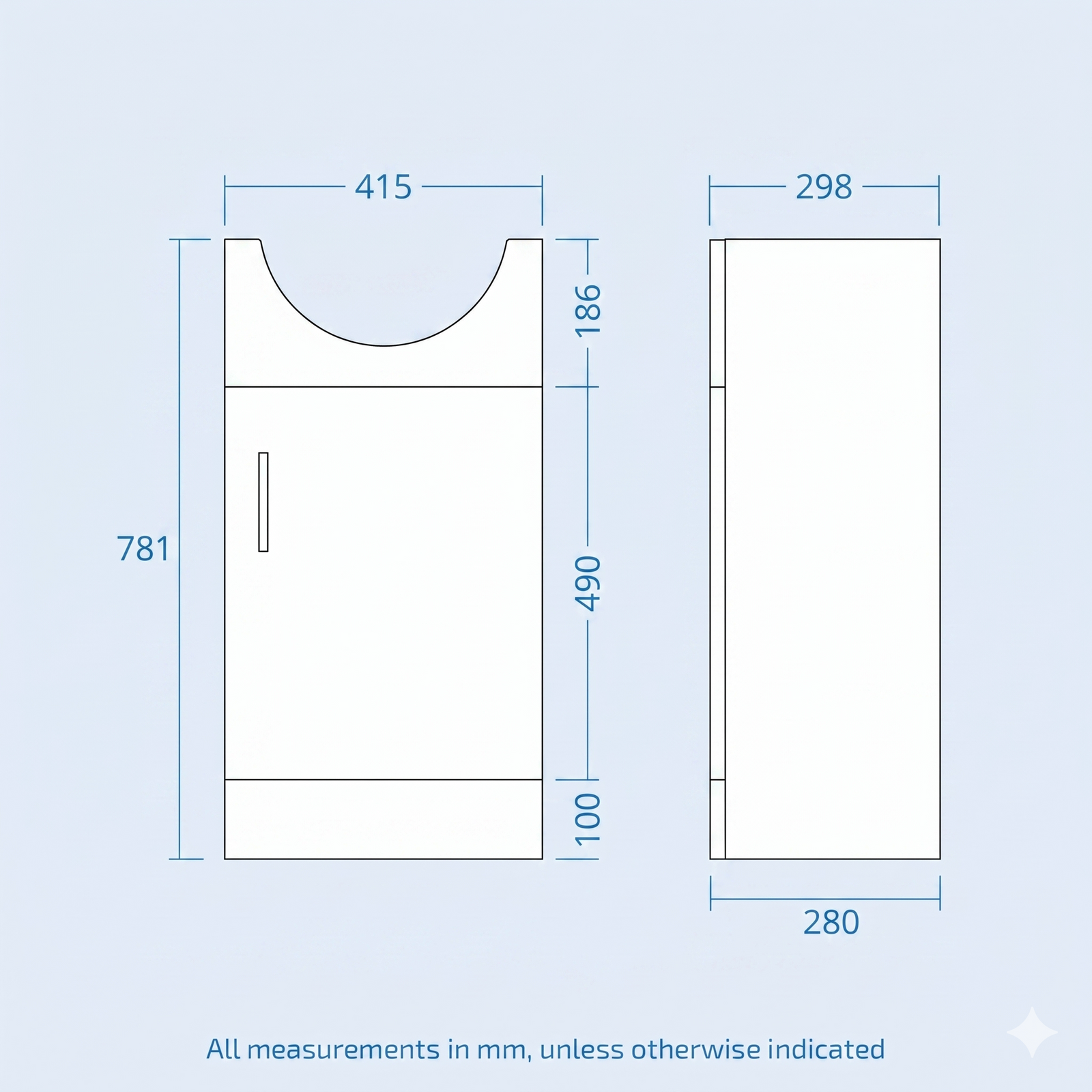 Ellen 450mm Floorstanding FP Vanity Basin Unit White