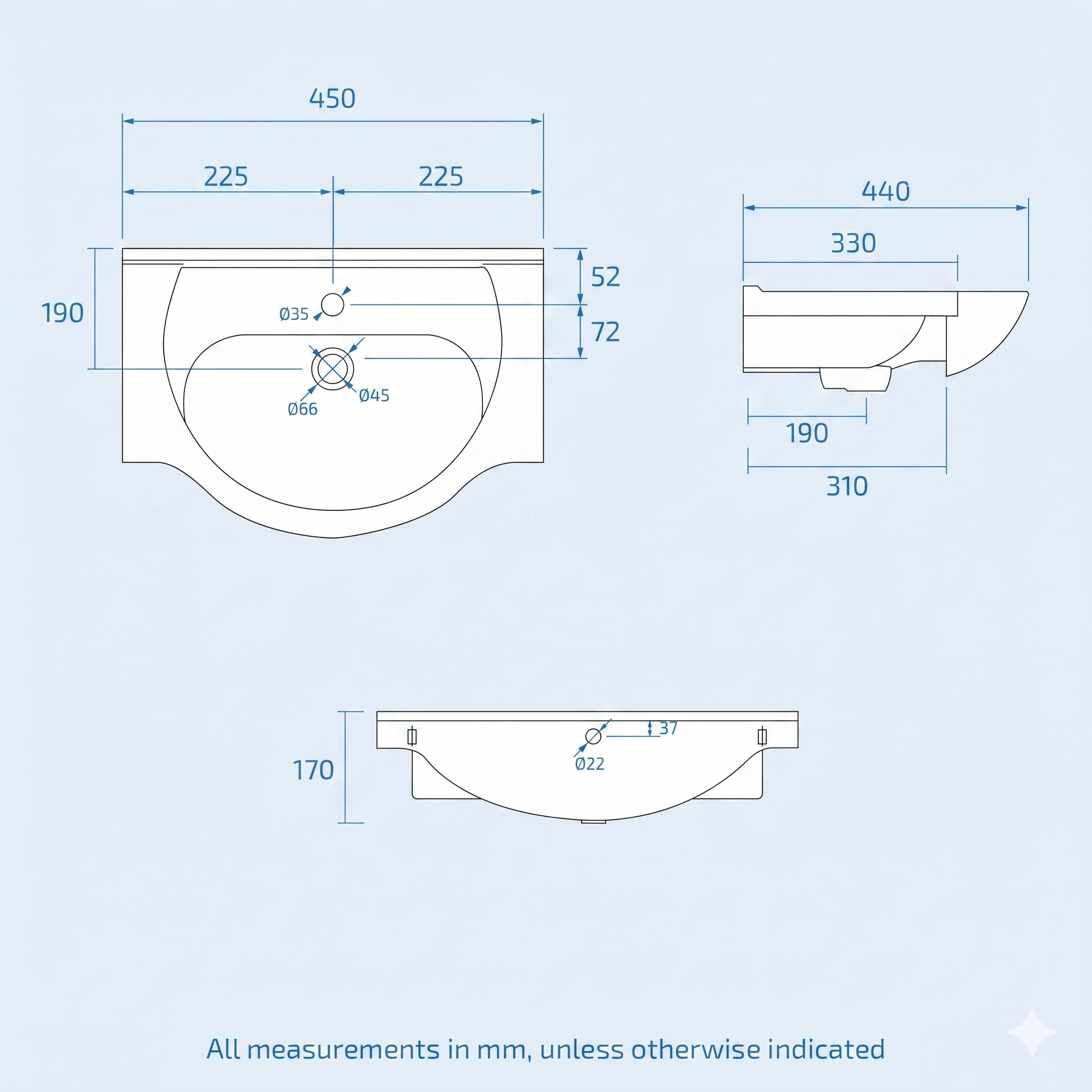 Ellen 450mm Floorstanding FP Vanity Basin Unit White