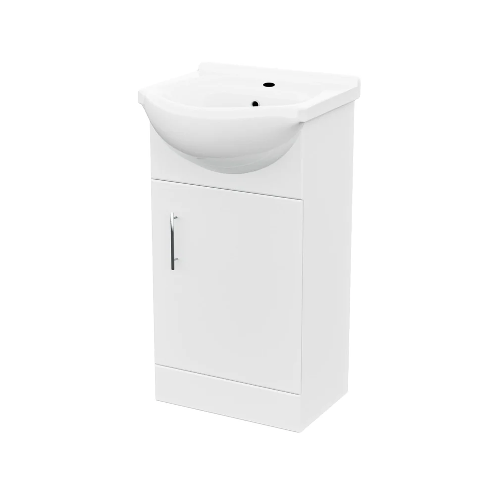 Ellen Cloakroom 450mm White Gloss Cloakroom Floorstanding Vanity Basin Unit & Close Coupled Toilet with Soft Close Seat