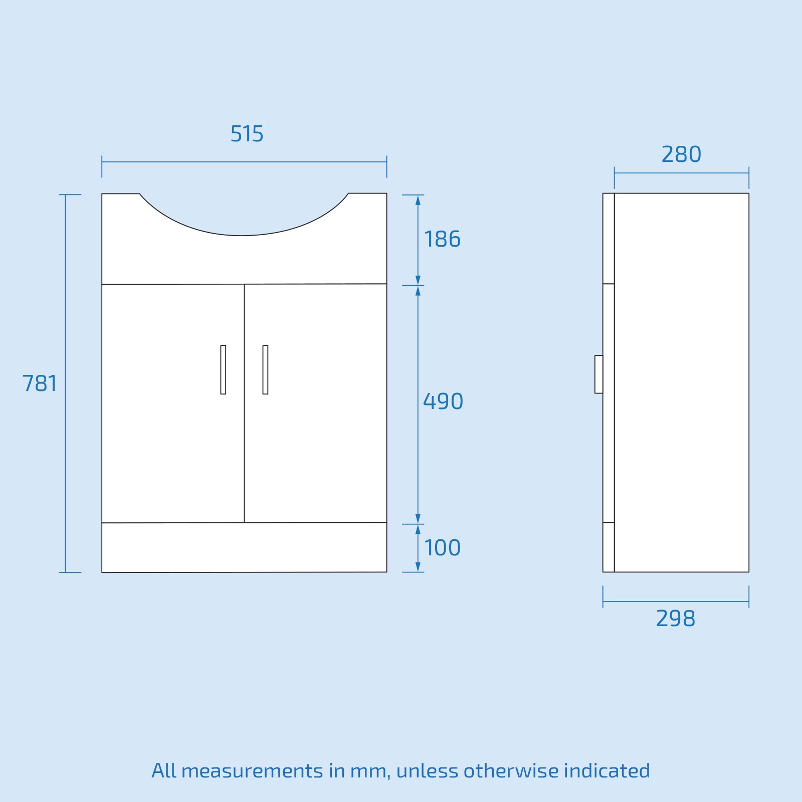 Dyon 550mm Floor Standing Vanity Unit Cabinet (Excluding Basin)