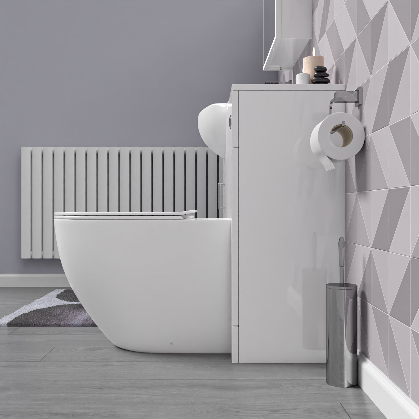 Ellen White 1050mm Vanity Unit With WC Unit & Round Back To Wall Toilet