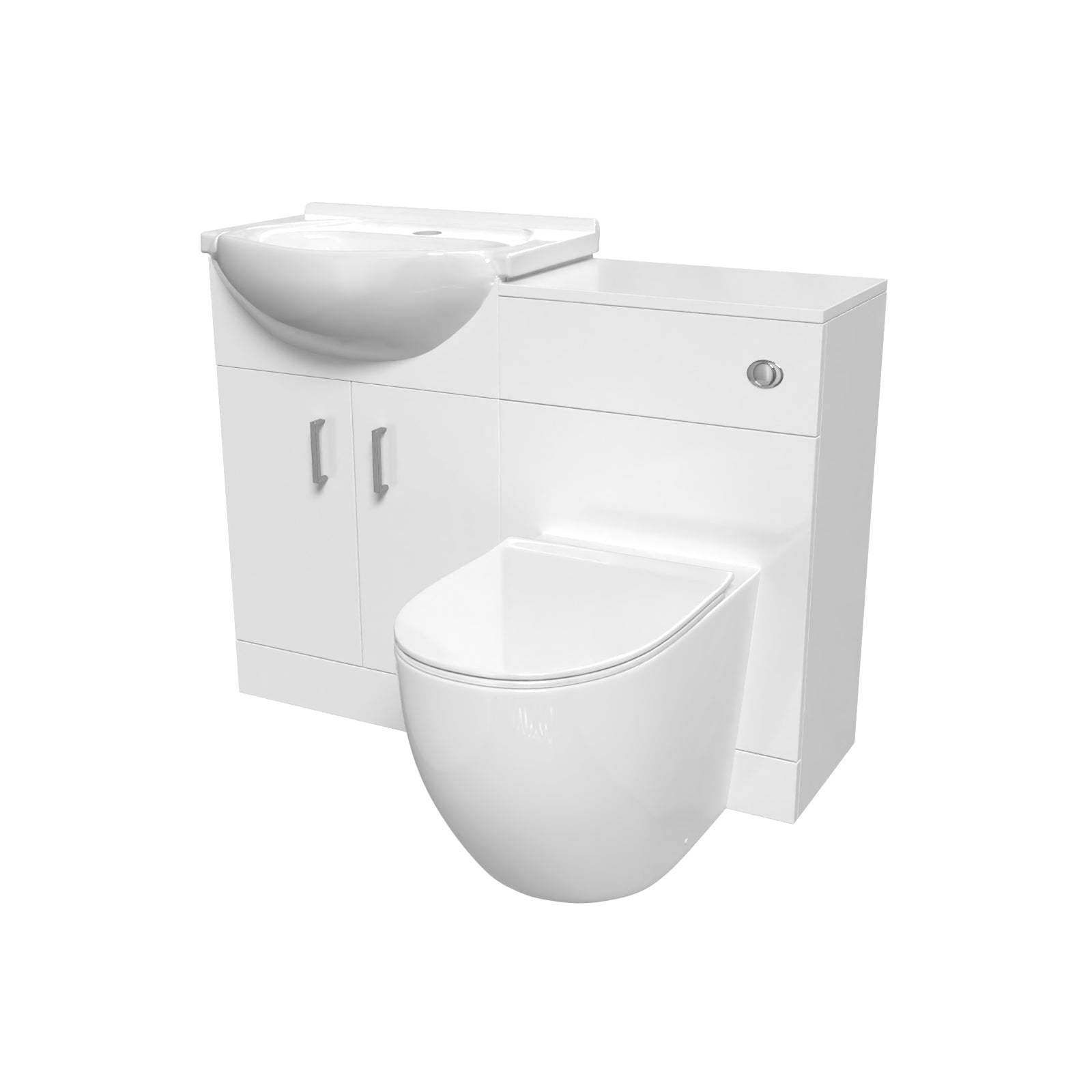 Ellen White 1050mm Vanity Unit With WC Unit & Round Back To Wall Toilet