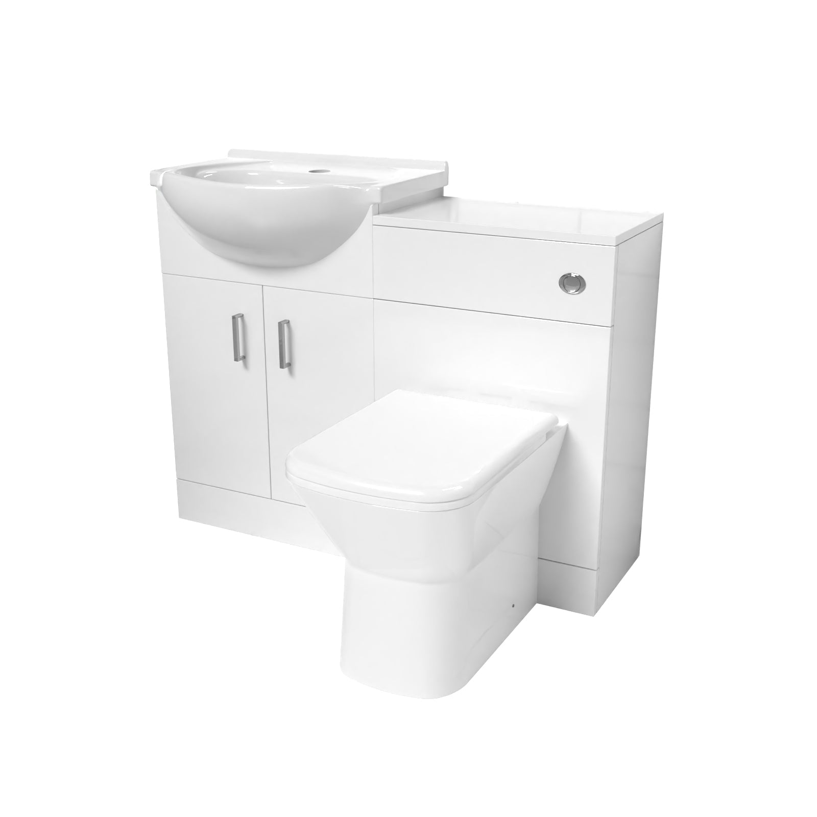 Ellen 1050mm White Vanity Unit With WC Unit & Rimless Back To Wall Toilet