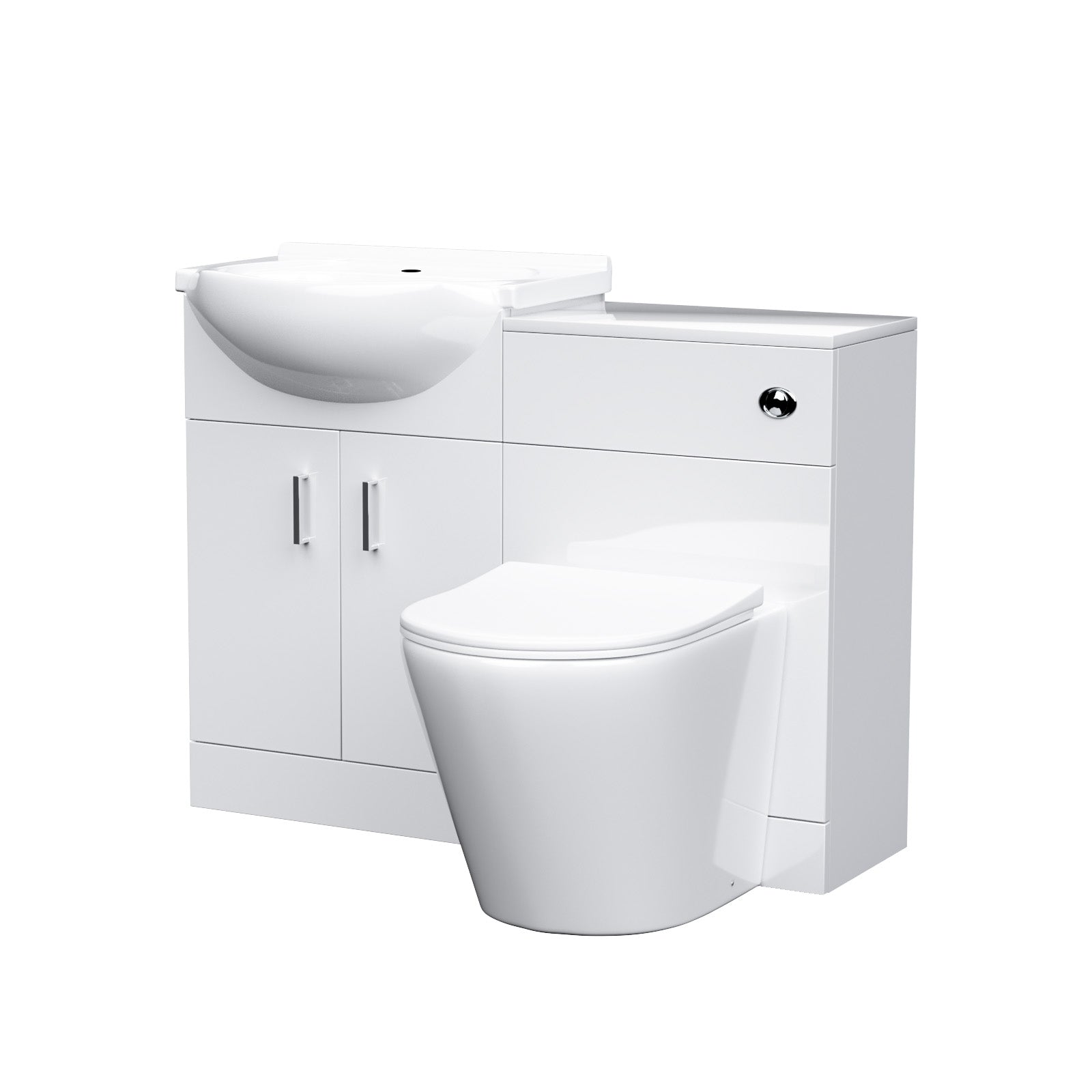 Ellen 550mm White Vanity Sink Unit, Cloakroom Basin & BTW Toilet WC