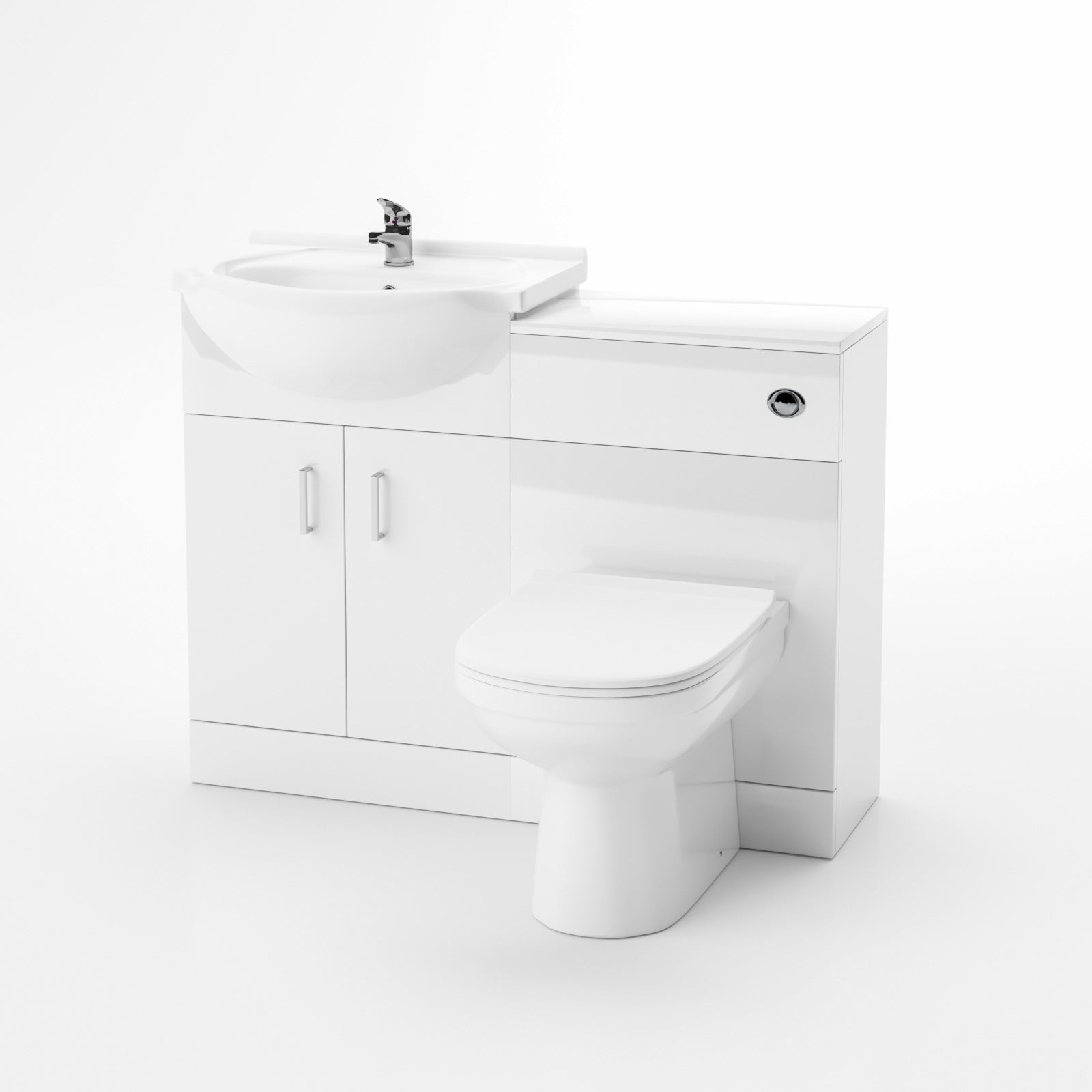 Ellen 550mm Flat Pack Vanity Basin Unit, WC Unit, Elso Back To Wall Toilet, Mono Mixer & White Waste