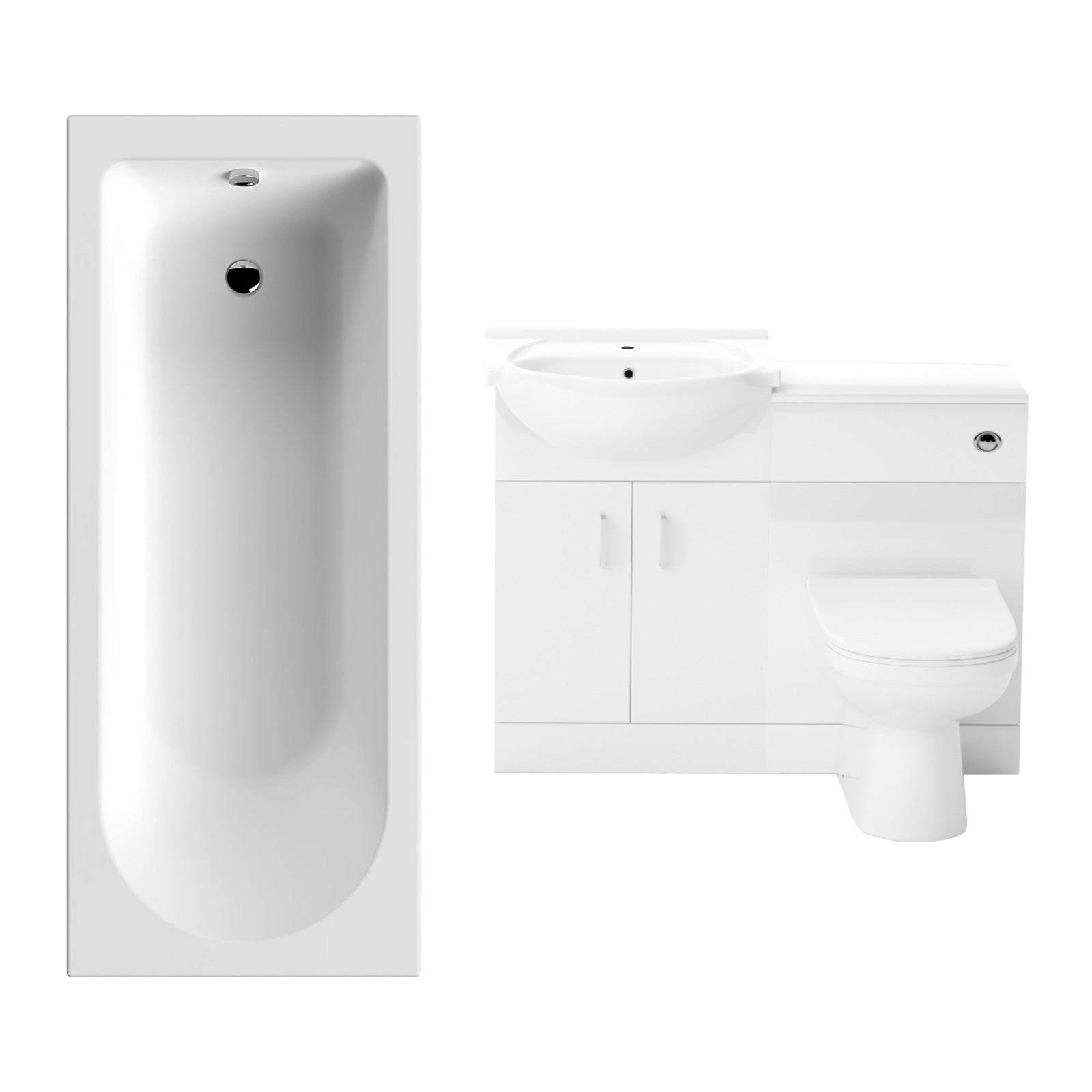 Ellen 1700mm Bath, 550mm Vanity Basin , WC Unit & Back To Wall Toilet