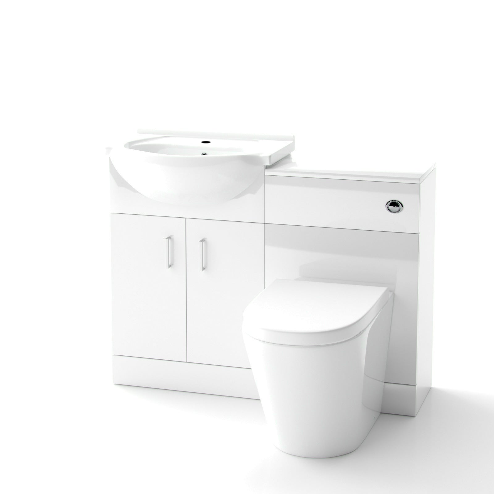 Ellen White 1050mm Vanity Basin WC Unit & Back To Wall Toilet Flat Pack