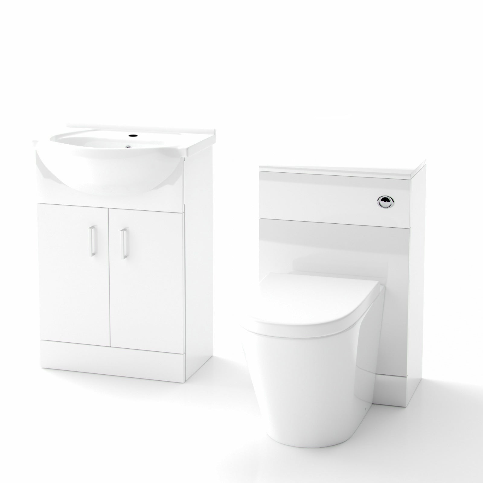 Ellen White 1050mm Vanity Basin WC Unit & Back To Wall Toilet Flat Pack